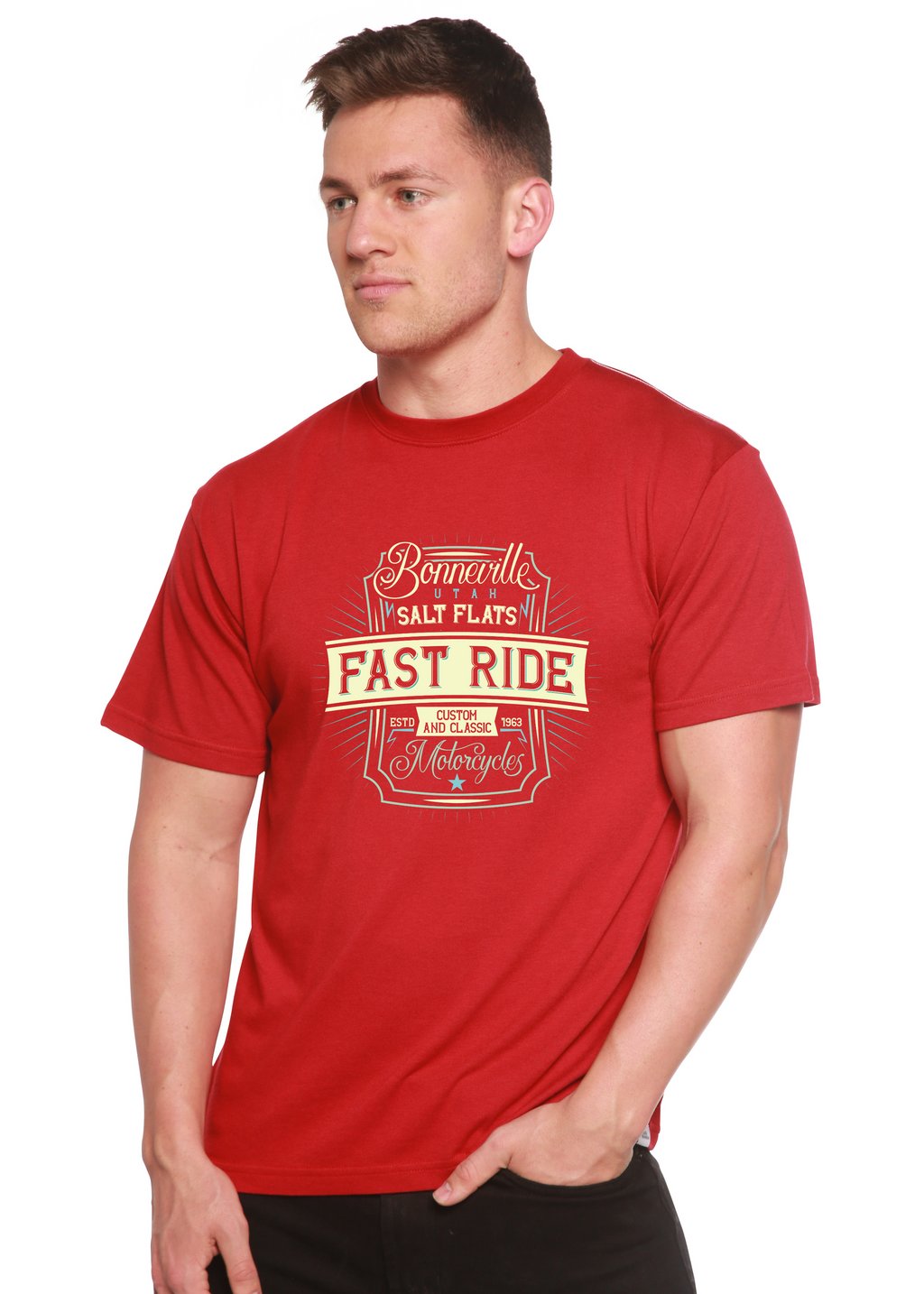 Camiseta Gráfica de Manga Corta para Hombre de Viscosa de Bambú/Algodón Orgánico Fast Ride