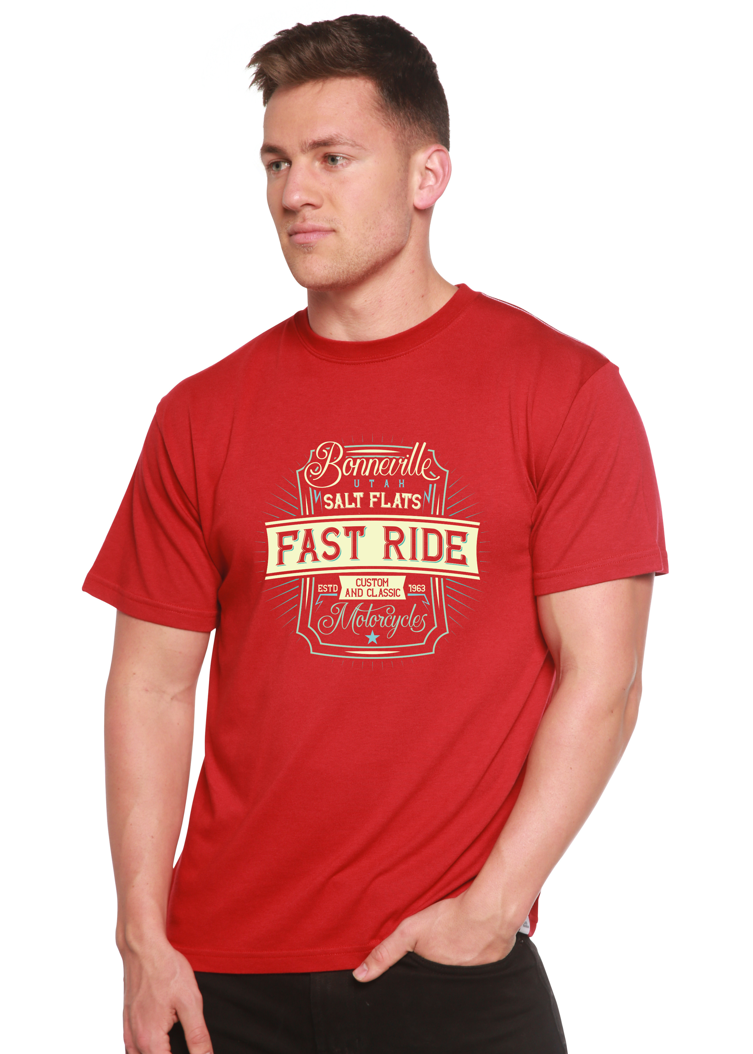 Camiseta Gráfica de Manga Corta para Hombre de Viscosa de Bambú/Algodón Orgánico Fast Ride