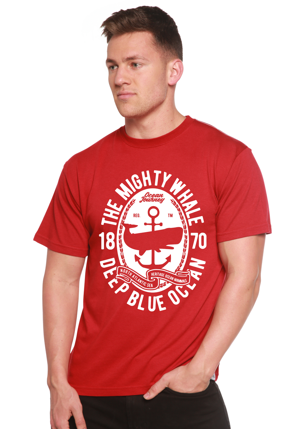 Camiseta Gráfica de Manga Corta de Viscosa de Bambú/Algodón Orgánico Spun Bamboo® para Hombre