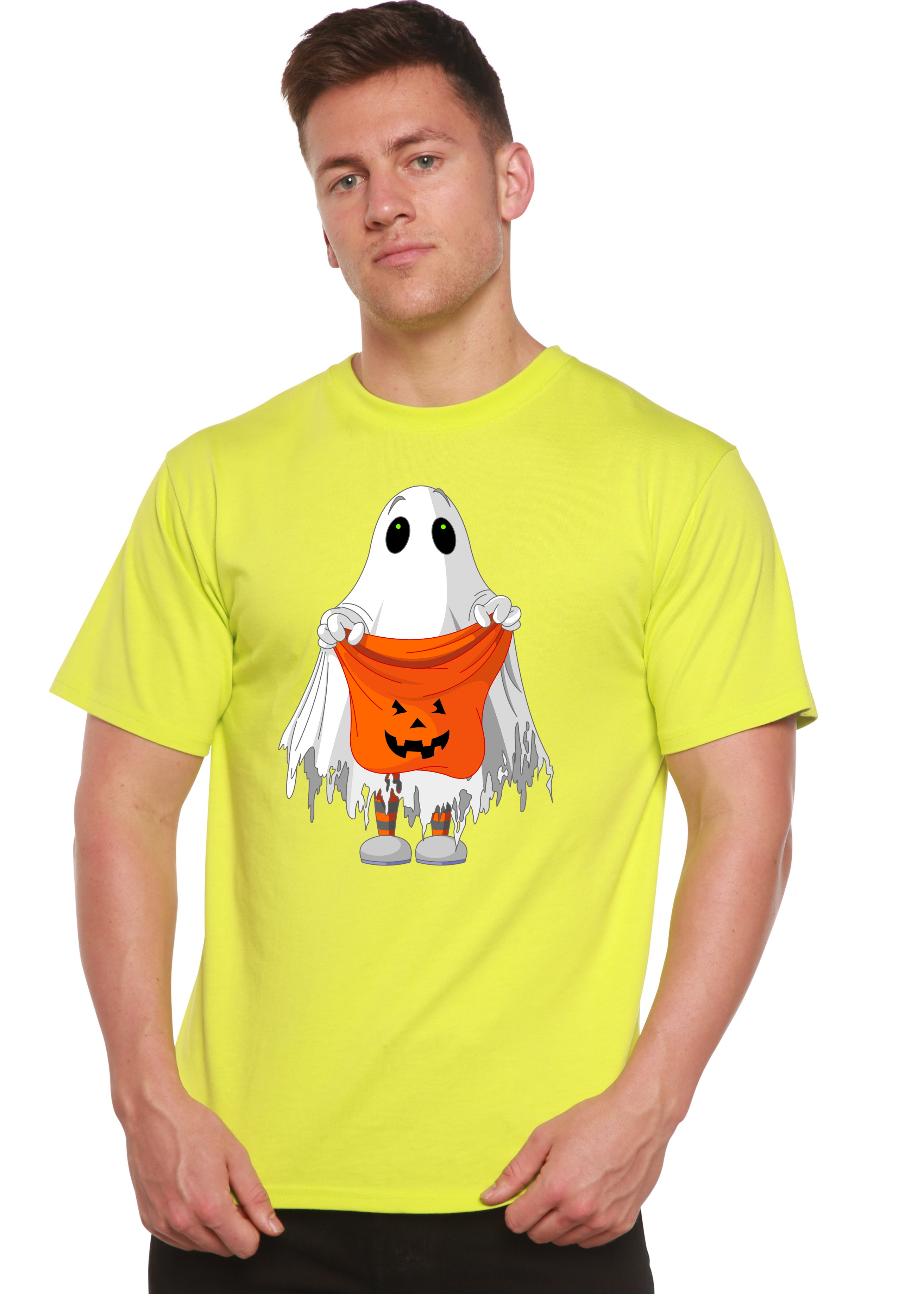 Camiseta Gráfica de Manga Corta para Hombre "Boo Halloween" de Viscosa de Bambú/Algodón Orgánico