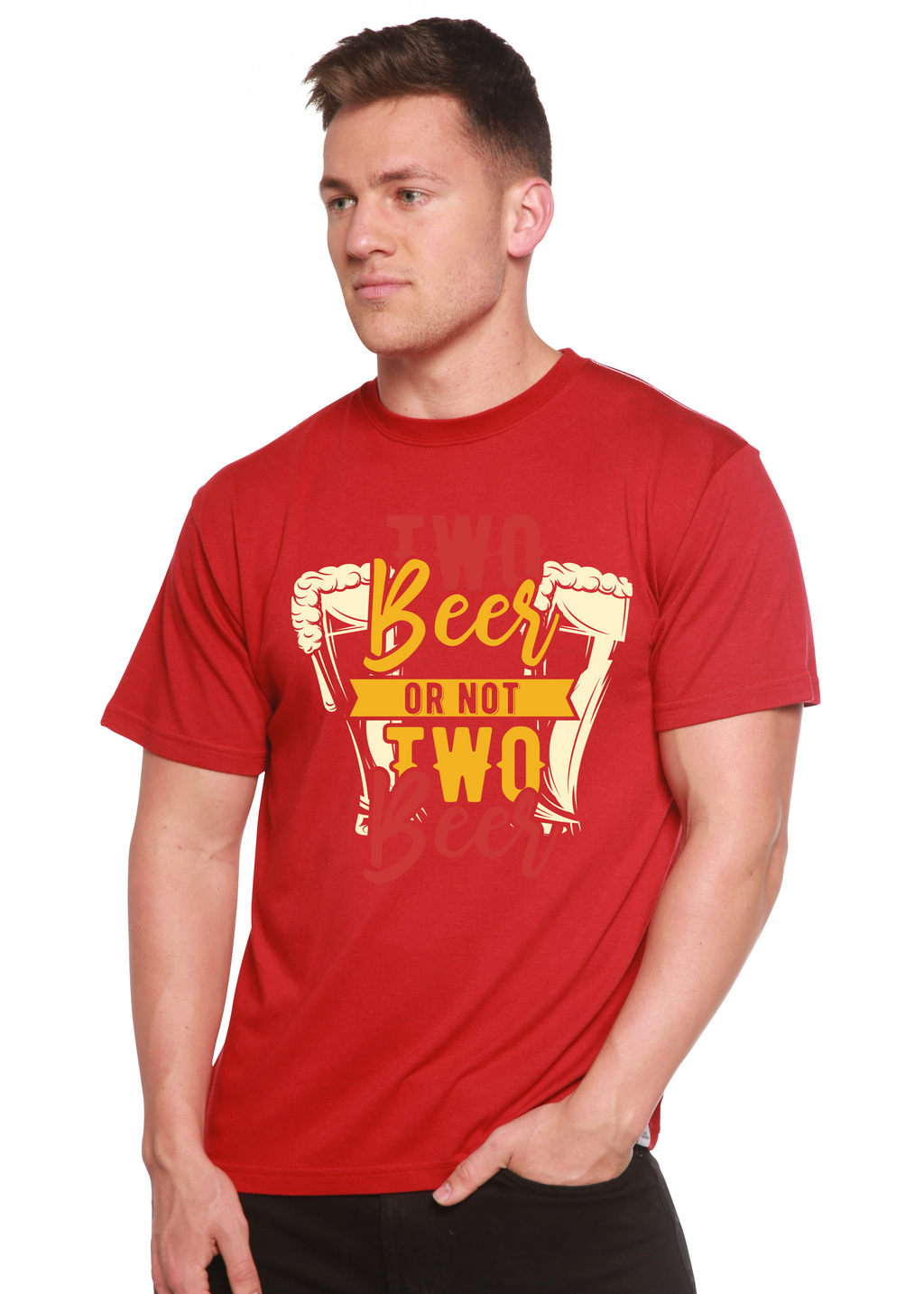 Camiseta gráfica de manga corta de viscosa de bambú/algodón orgánico Two Beer Men