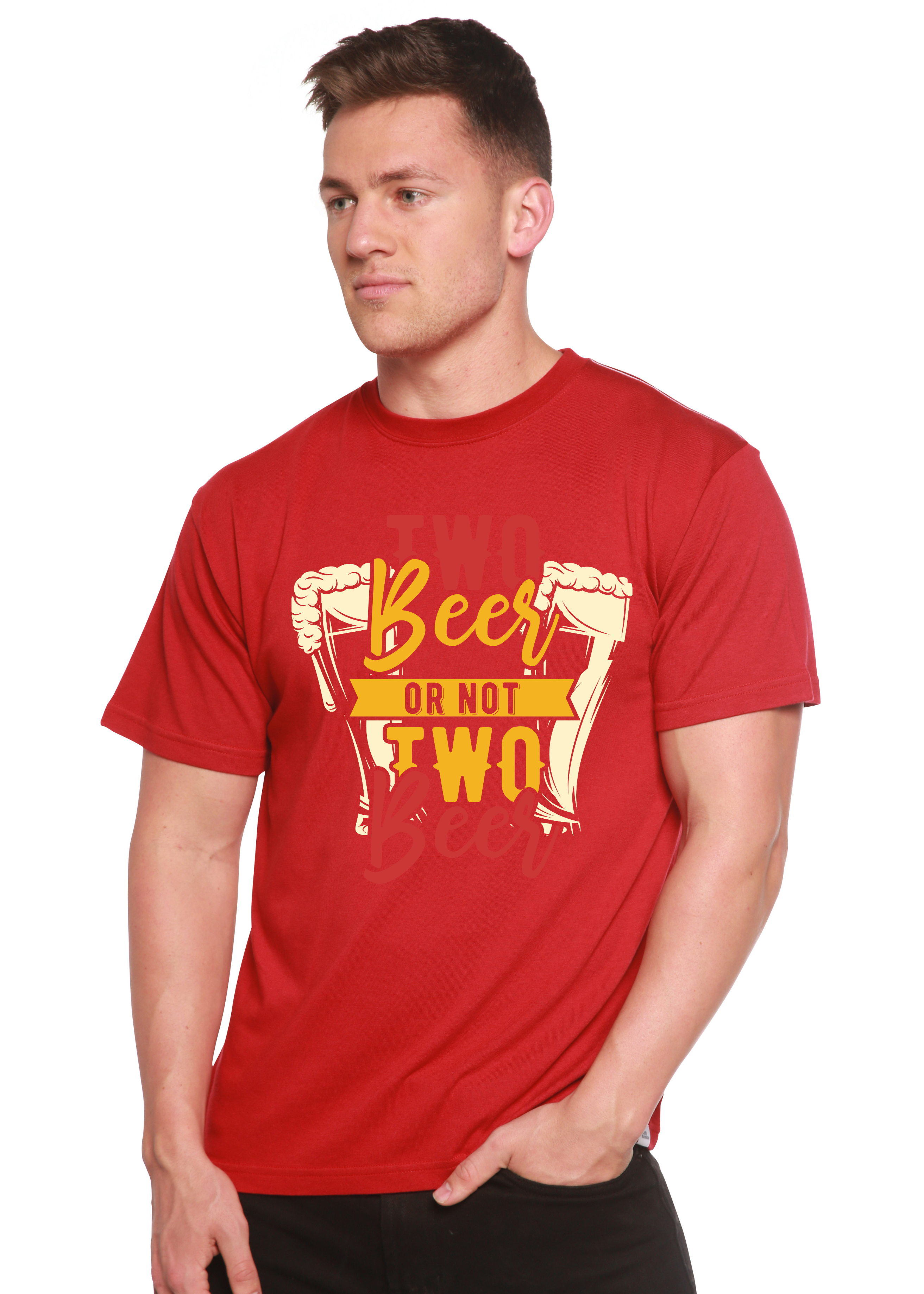Camiseta gráfica de manga corta de viscosa de bambú/algodón orgánico Two Beer Men