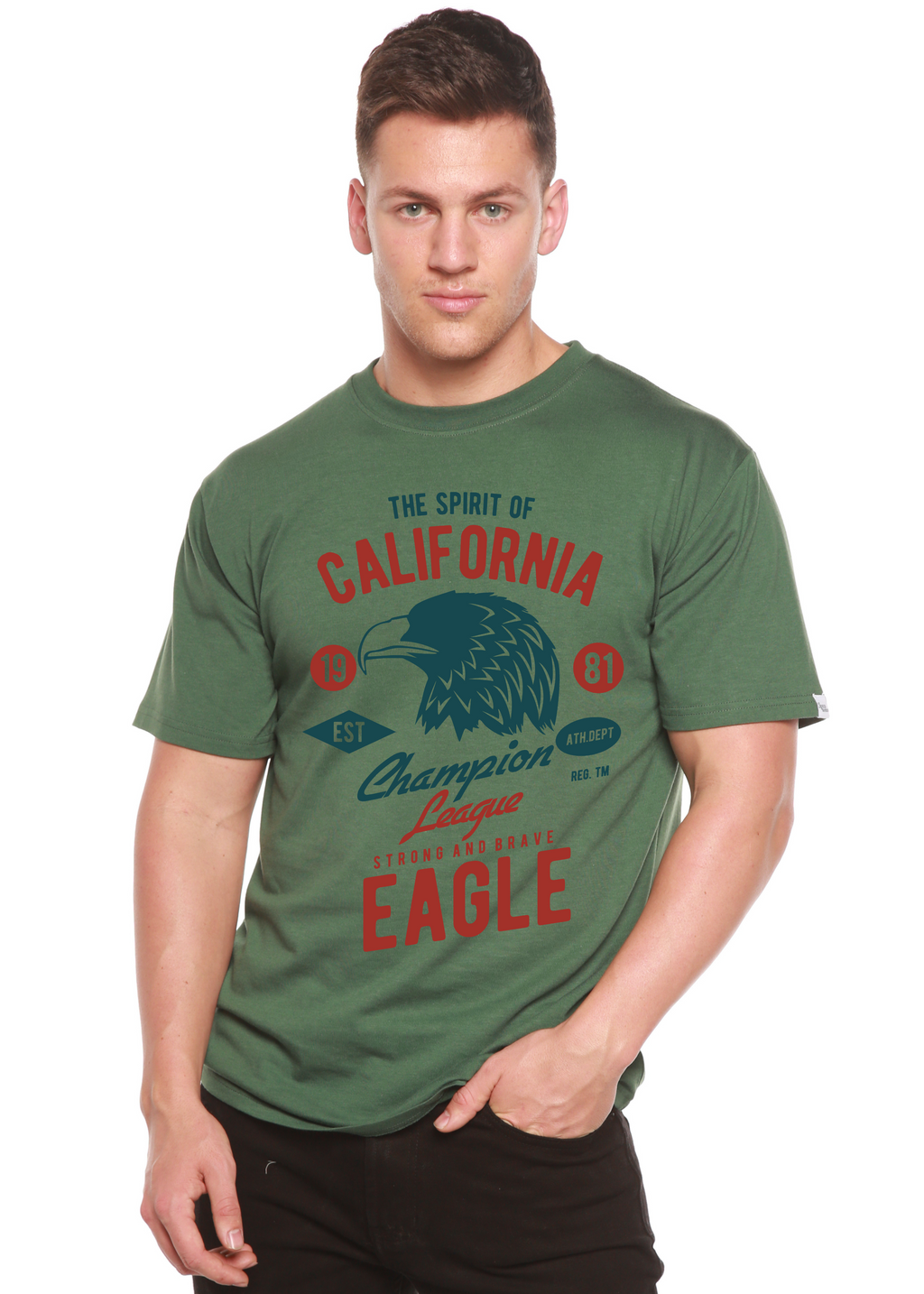 Camiseta gráfica de manga corta de viscosa de bambú y algodón orgánico para hombre The Spirit of Spun Bamboo®