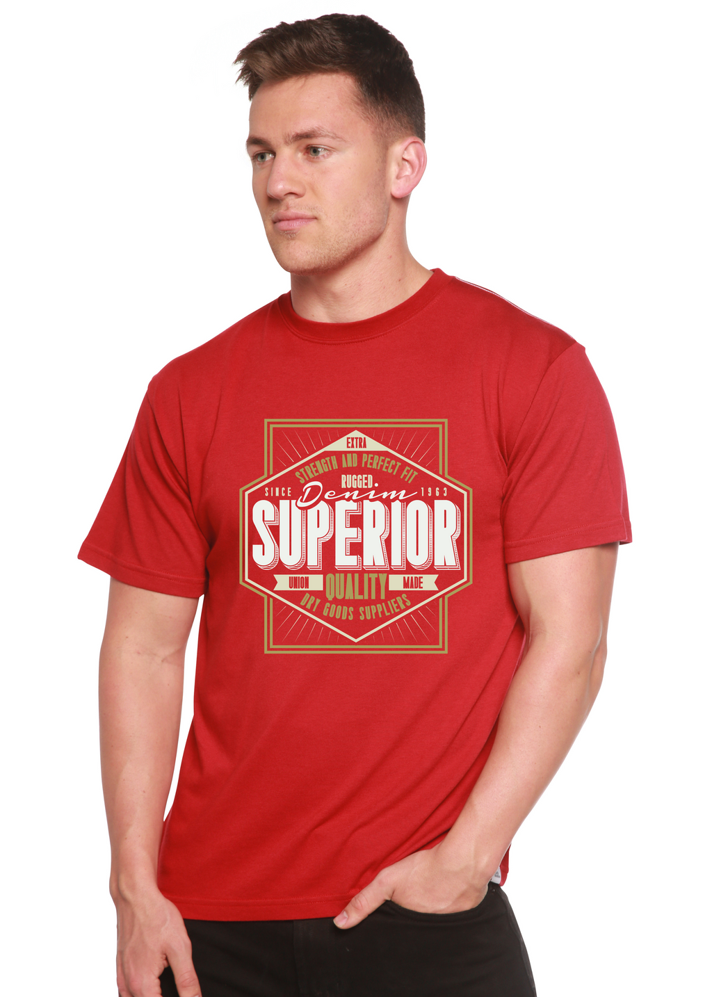 Camiseta gráfica de manga corta de bambú/algodón orgánico de calidad superior para hombre