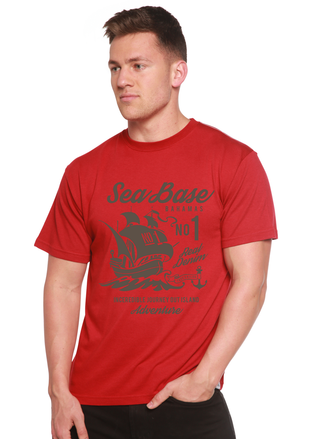 Camiseta gráfica de manga corta de viscosa de bambú/algodón orgánico Sea Base Spun Bamboo® para hombre