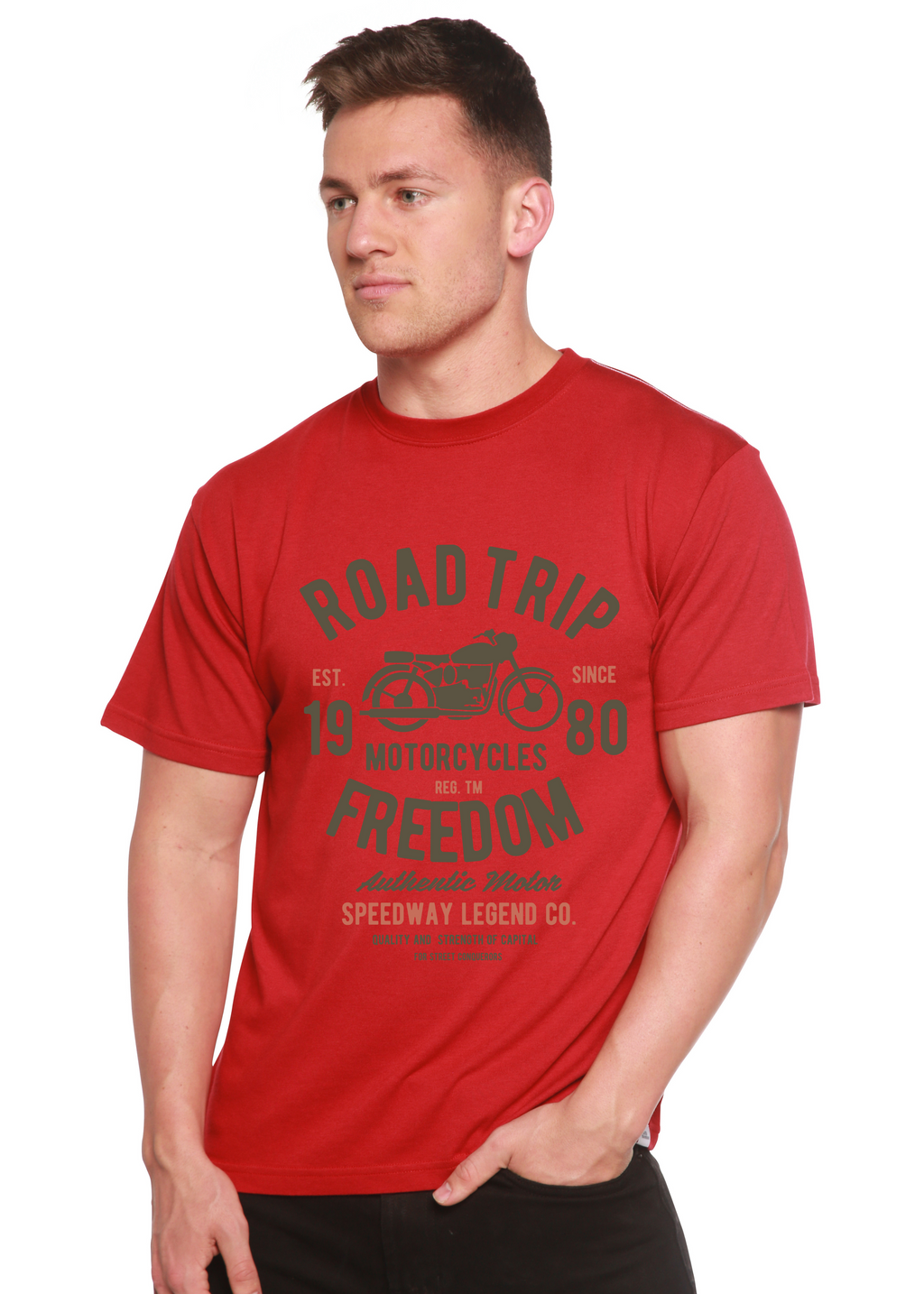 Camiseta gráfica de manga corta Road Trip Spun Bamboo® de viscosa de bambú/algodón orgánico para hombre