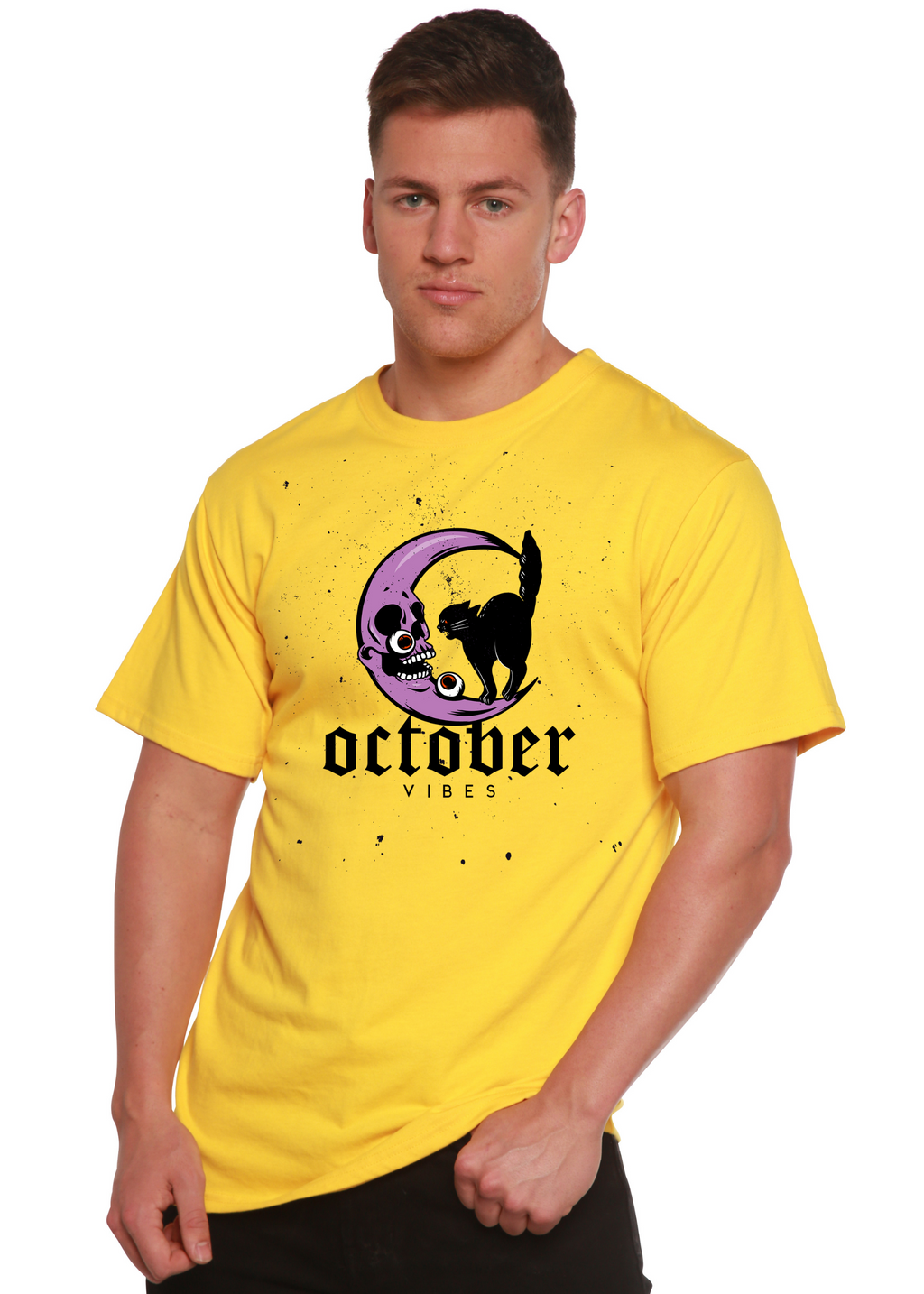 Camiseta gráfica de manga corta para hombre "October Vibes" de bambú-viscosa/algodón orgánico