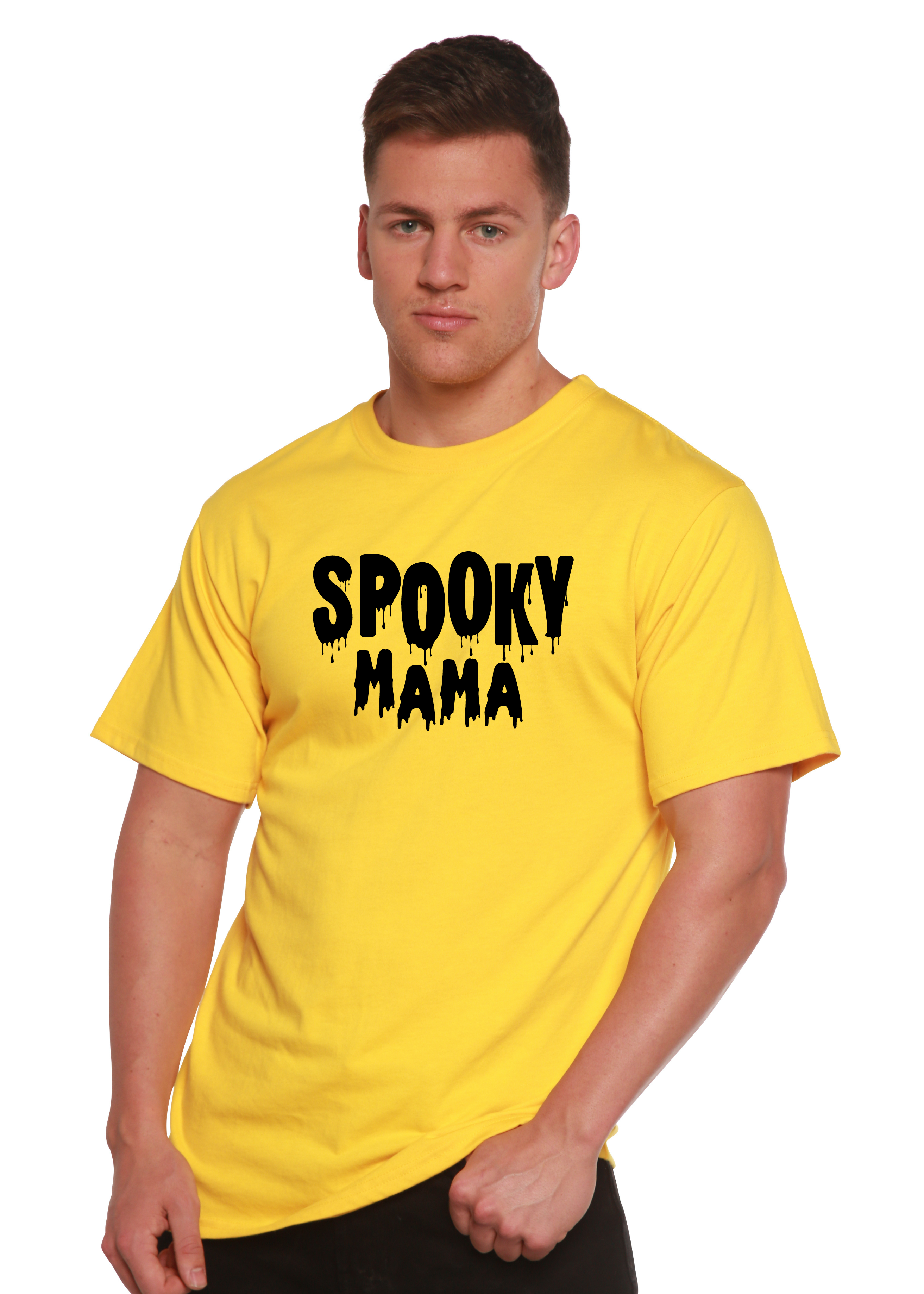 Camiseta gráfica de manga corta de bambú/algodón orgánico para hombre "Spooky Mama Halloween"