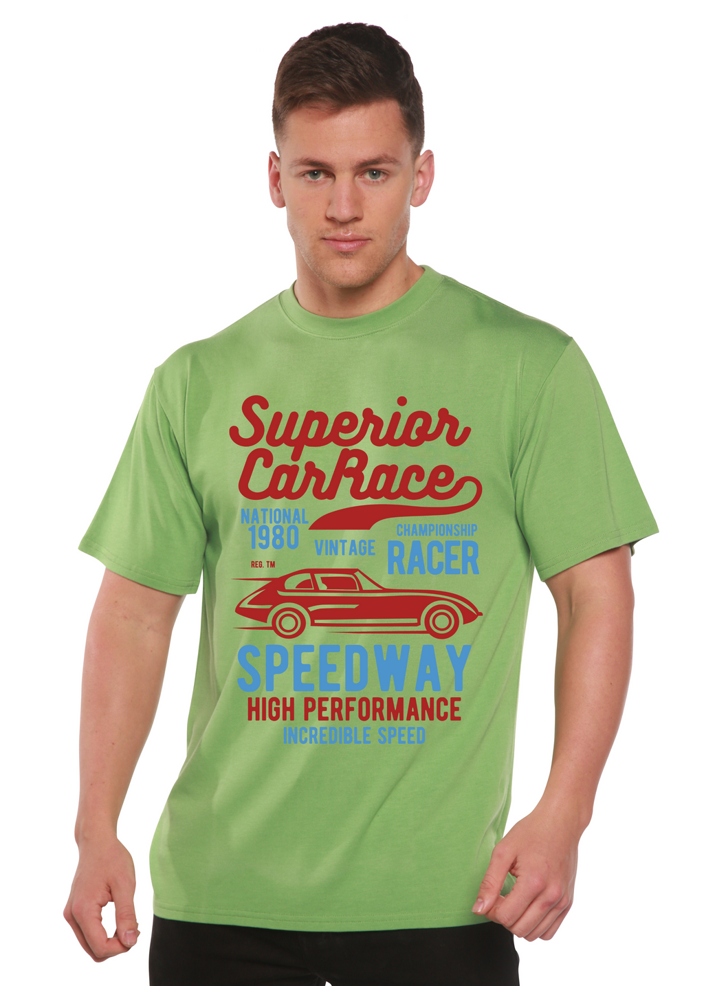 Camiseta gráfica de manga corta de viscosa de bambú/algodón orgánico para hombre Superior Car Spun Bamboo®