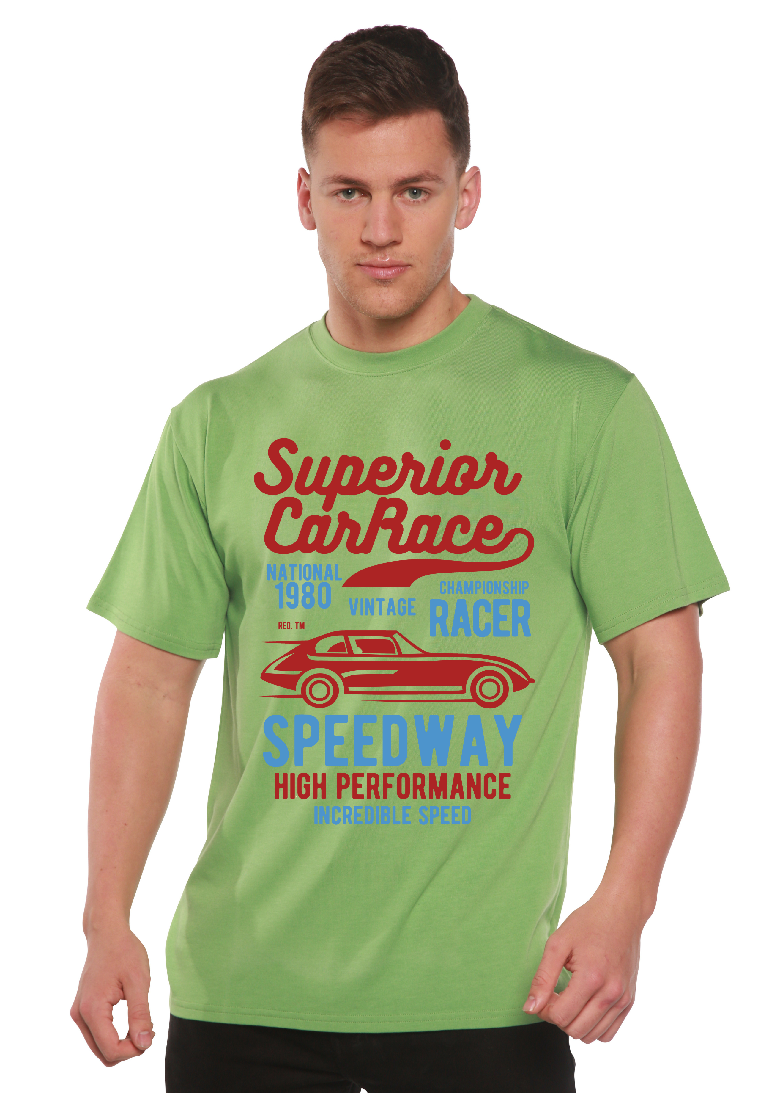 Camiseta gráfica de manga corta de viscosa de bambú/algodón orgánico para hombre Superior Car Spun Bamboo®