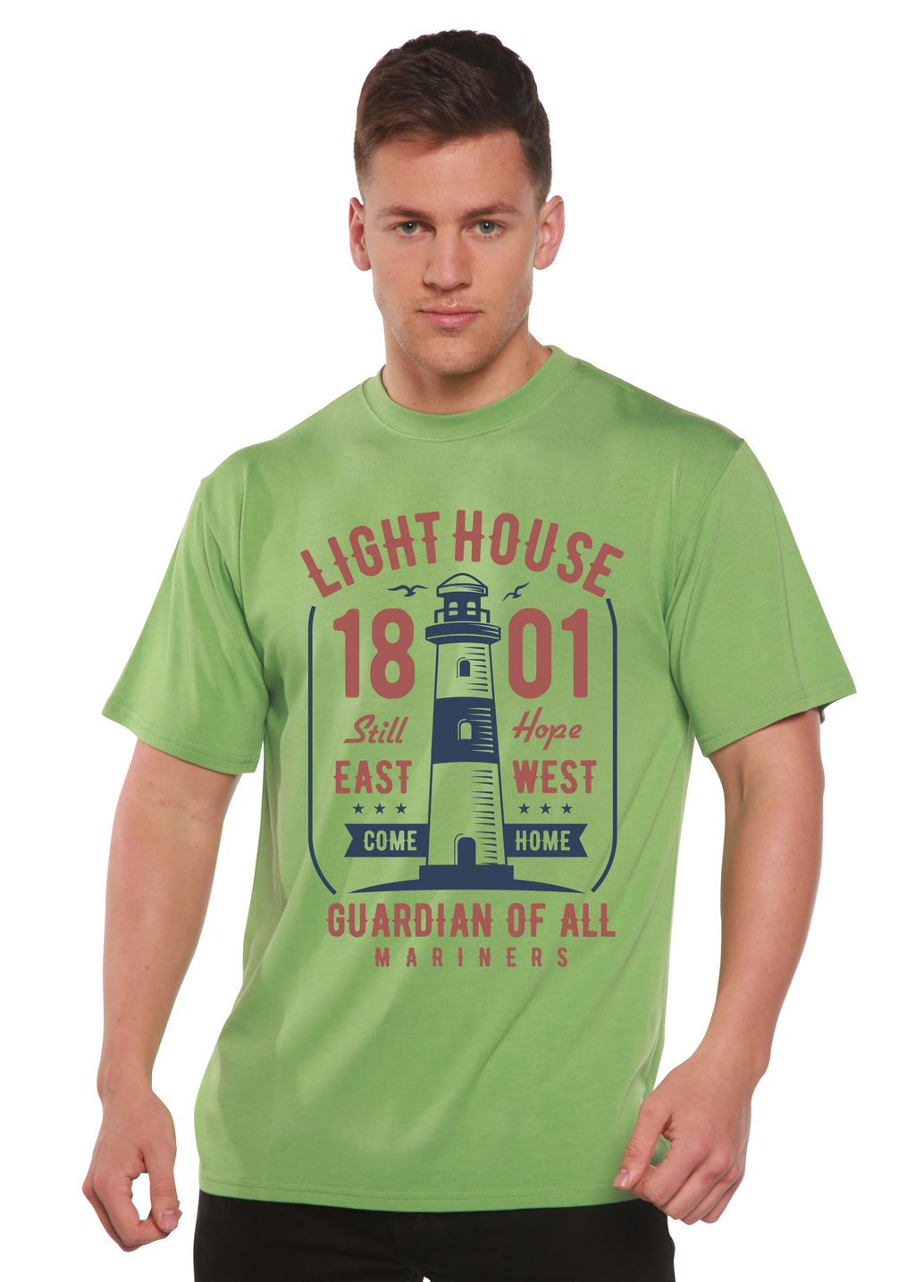 Camiseta gráfica de manga corta Lighthouse para hombre de viscosa de bambú/algodón orgánico