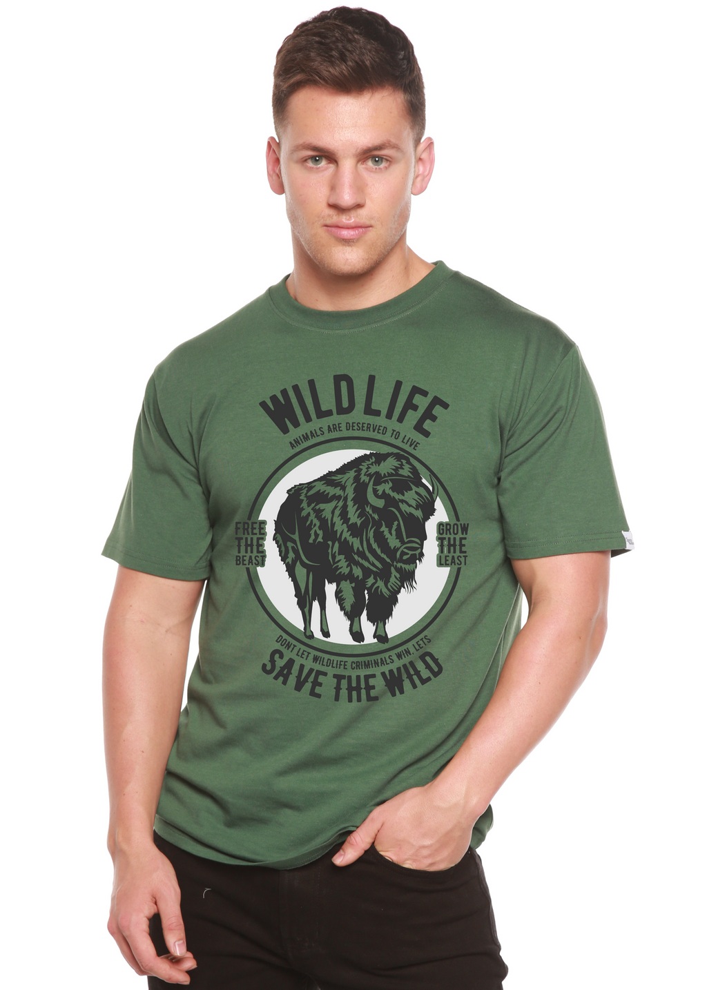 Camiseta gráfica de manga corta de viscosa de bambú/algodón orgánico Wild Life Spun Bamboo® para hombre