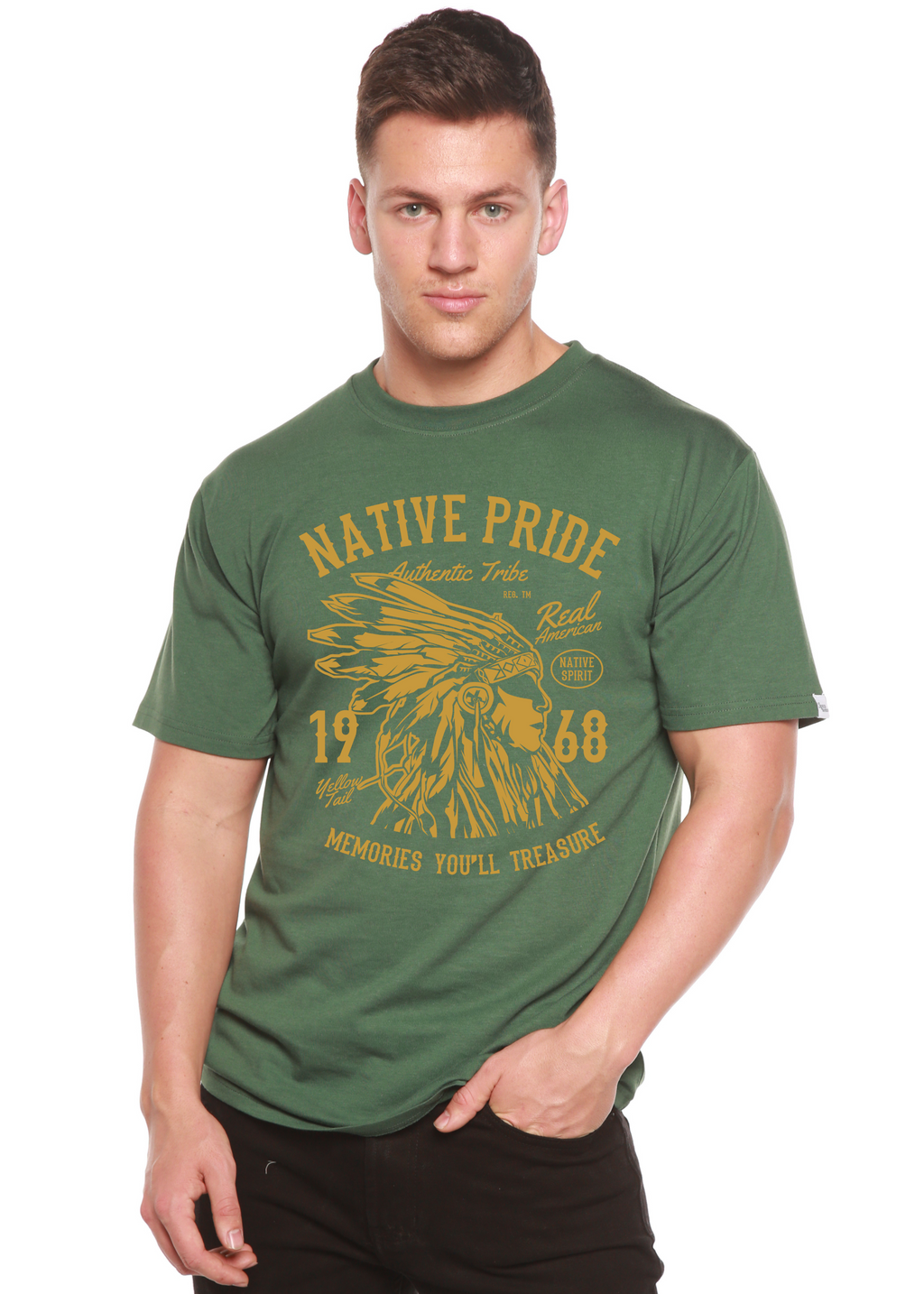 Native Pride Spun Bamboo® Camiseta Gráfica de Manga Corta de Viscosa de Bambú/Algodón Orgánico para Hombre