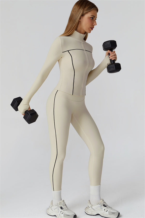El conjunto de 3 piezas de leggings y sujetador deportivo con cremallera Venus
