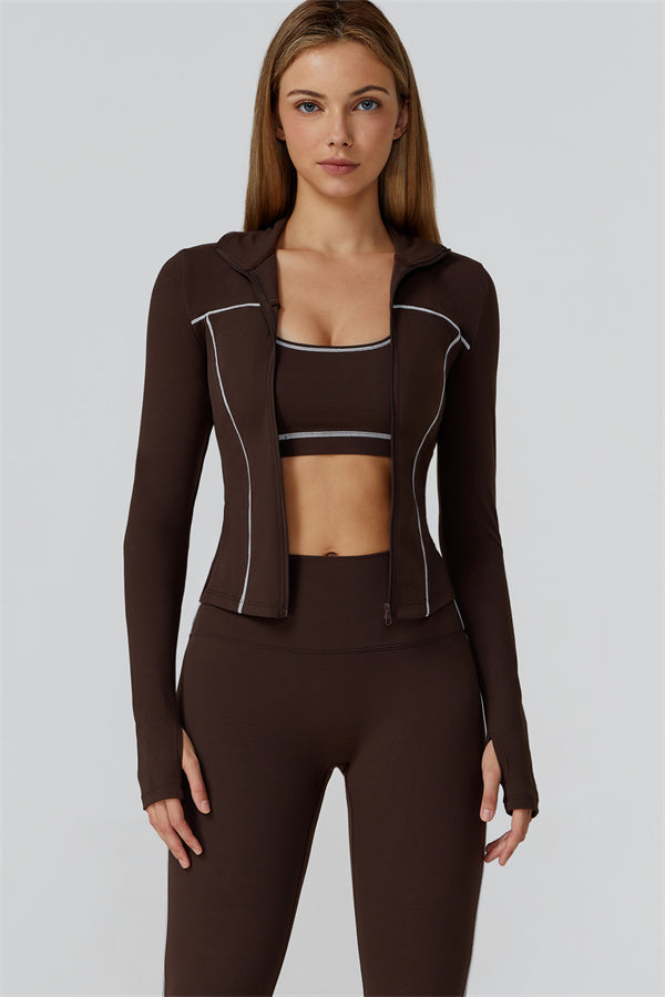 El conjunto de 3 piezas de leggings y sujetador deportivo con cremallera Venus