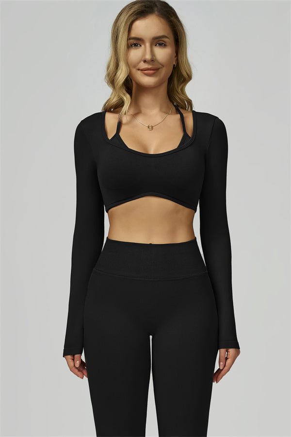 Conjunto de 2 piezas de leggings y top corto de manga larga Prime