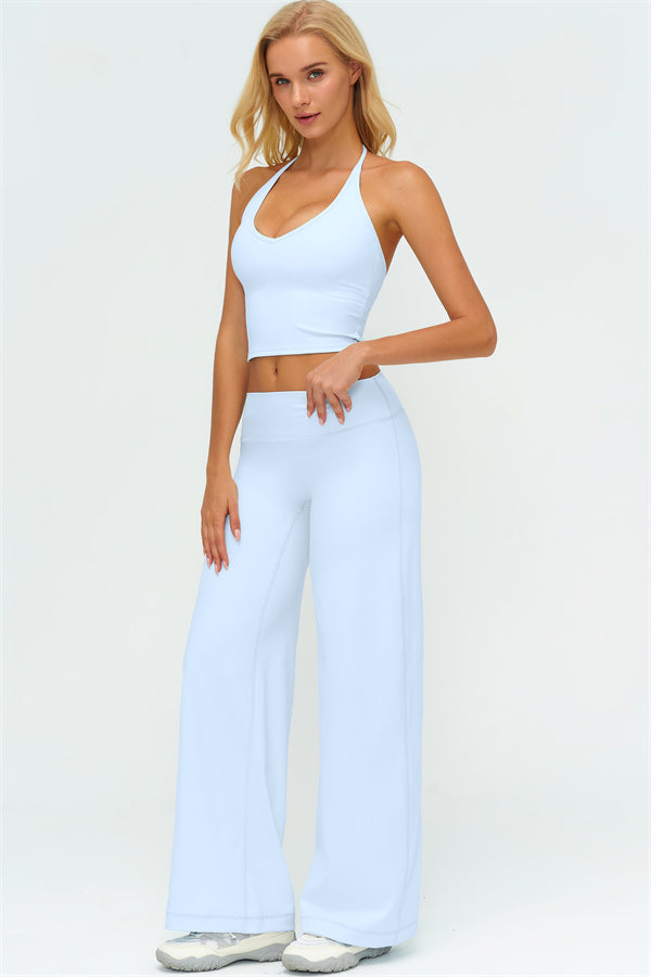Top Halter Twirl y Pantalones Rectos de 2 Piezas