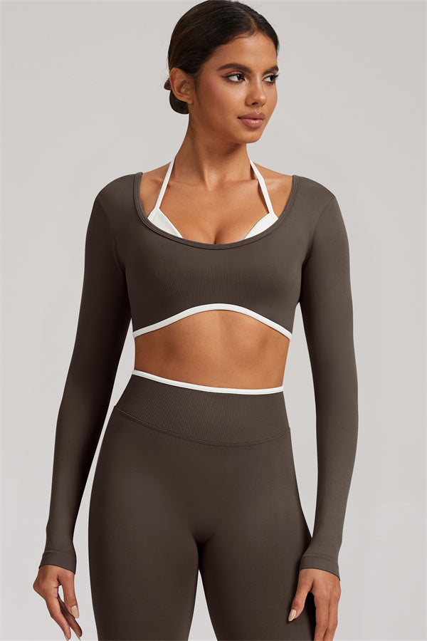Conjunto de 2 piezas Elevate de leggings y top corto de manga larga