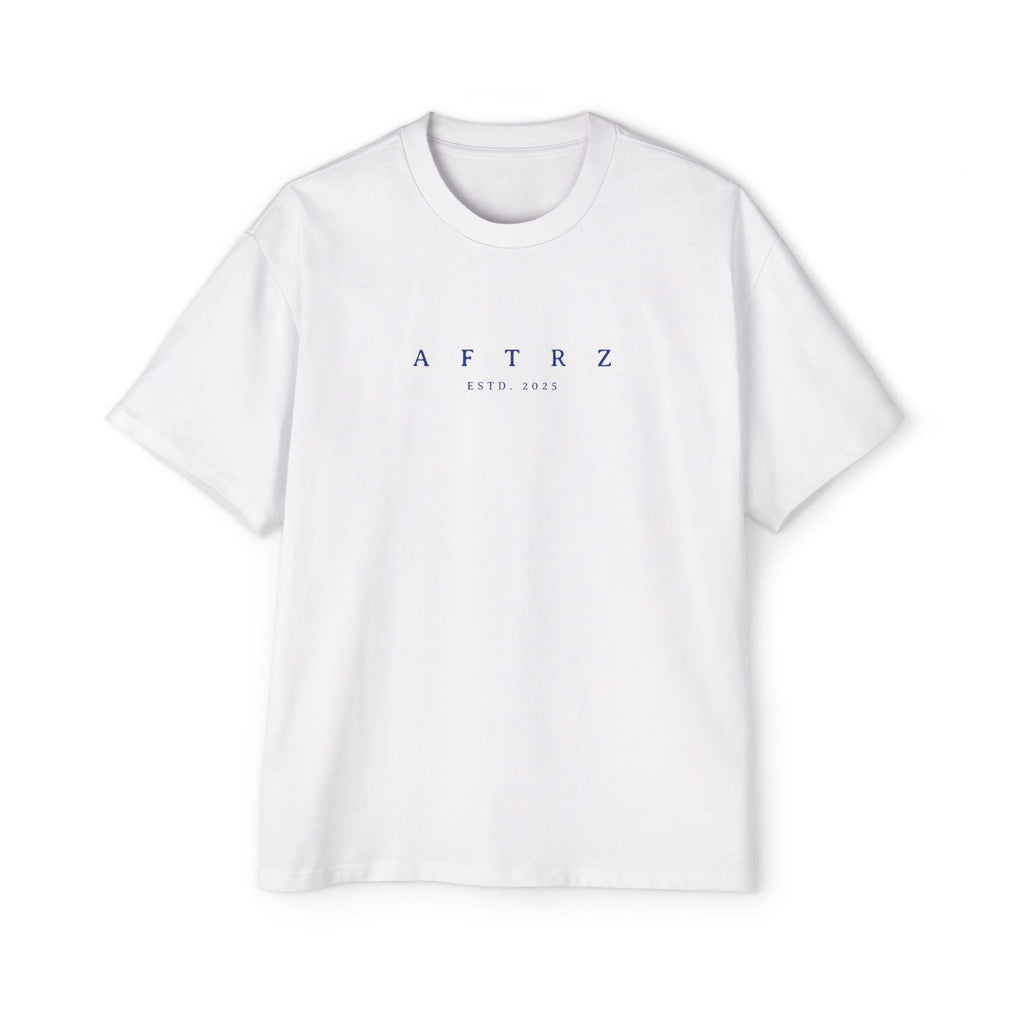 Camiseta de manga corta Aftrz Classics Heavy Oversized - Blanca con logo azul
