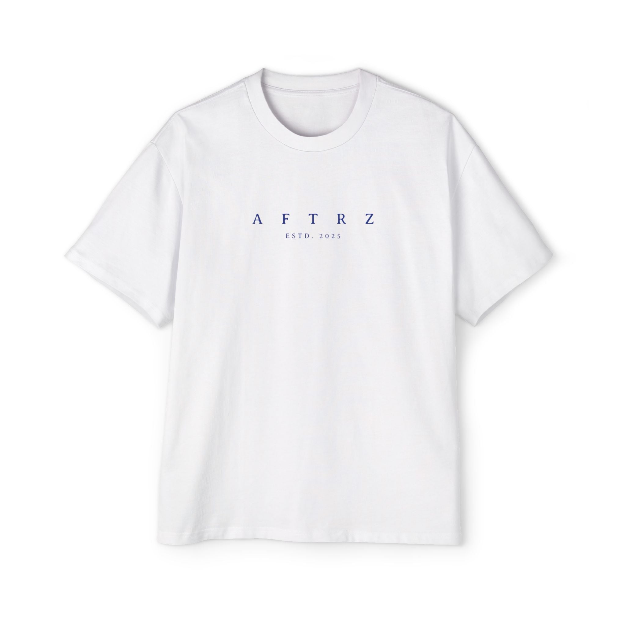 Camiseta de manga corta Aftrz Classics Heavy Oversized - Blanca con logo azul