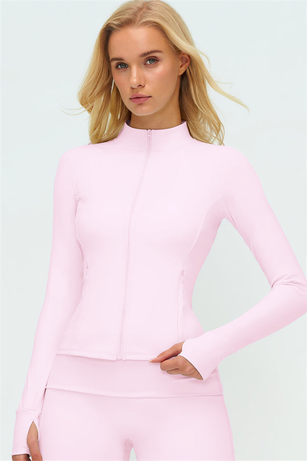 El conjunto de 3 piezas de chaqueta Twirl con cremallera, top halter y pantalones rectos nuevos