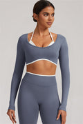 Conjunto de 2 piezas Elevate New: Top corto de manga larga y leggings