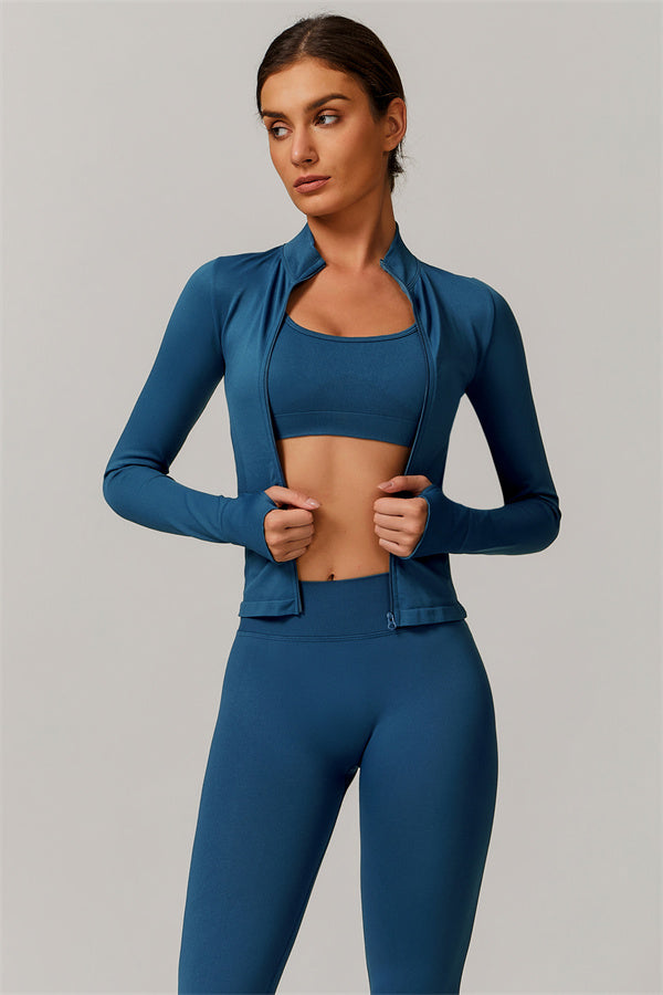 Conjunto de 3 piezas Nova Luxe: chaqueta, sujetador deportivo y leggings