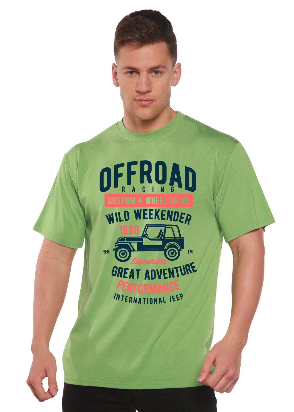 Camiseta gráfica de manga corta de viscosa de bambú y algodón orgánico Spun Bamboo® para hombre de Off Road Racing