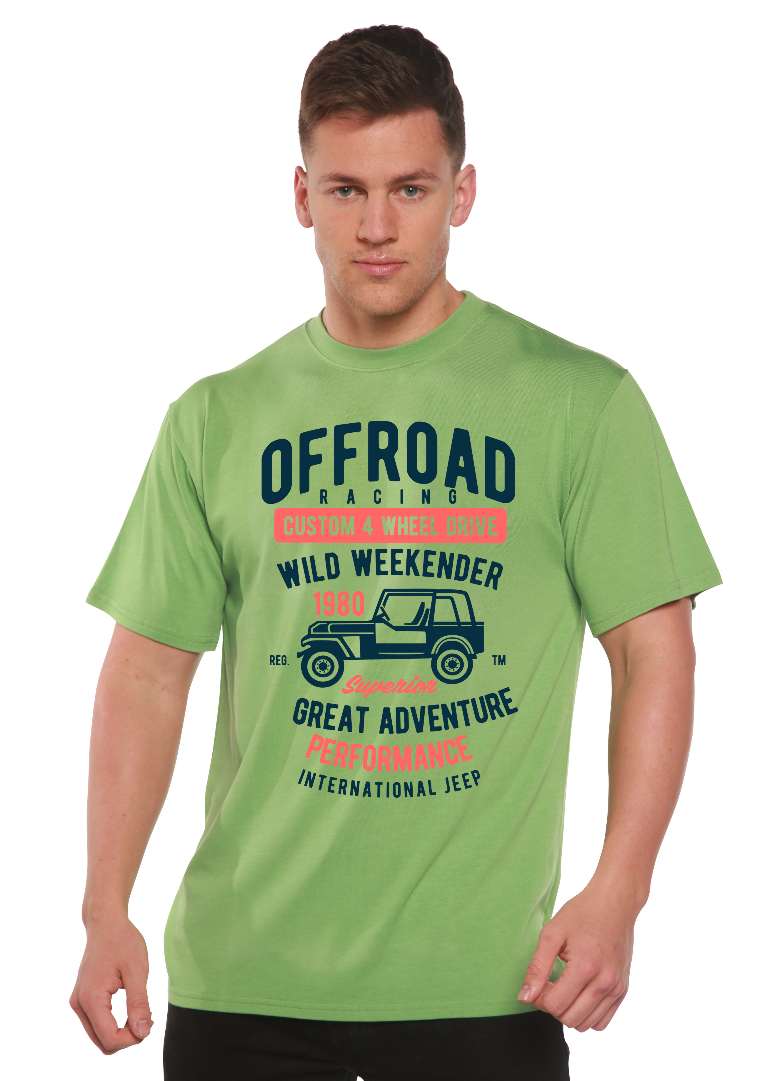 Camiseta gráfica de manga corta de viscosa de bambú y algodón orgánico Spun Bamboo® para hombre de Off Road Racing