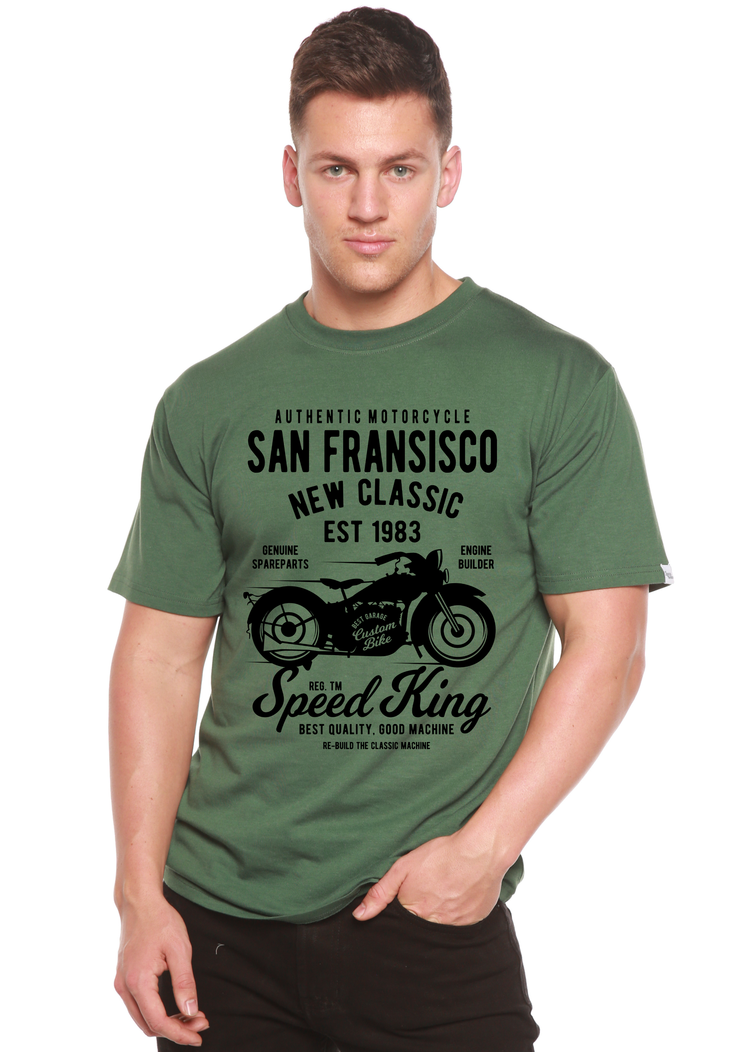 Camiseta gráfica de manga corta San Fransisco Spun Bamboo® de viscosa de bambú y algodón orgánico para hombre