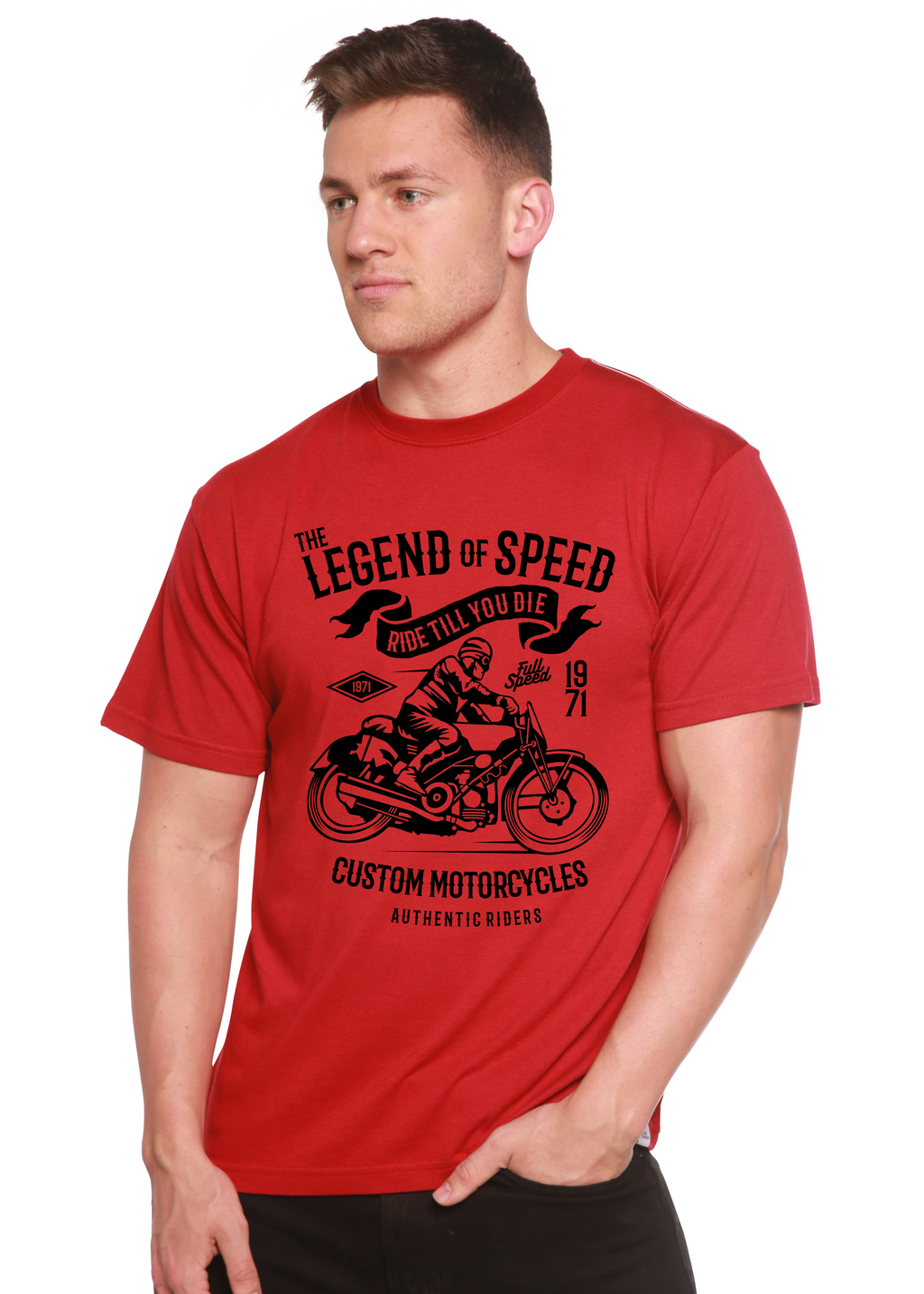 La leyenda de la camiseta gráfica de manga corta de viscosa de bambú/algodón orgánico para hombre Speed Spun Bamboo®