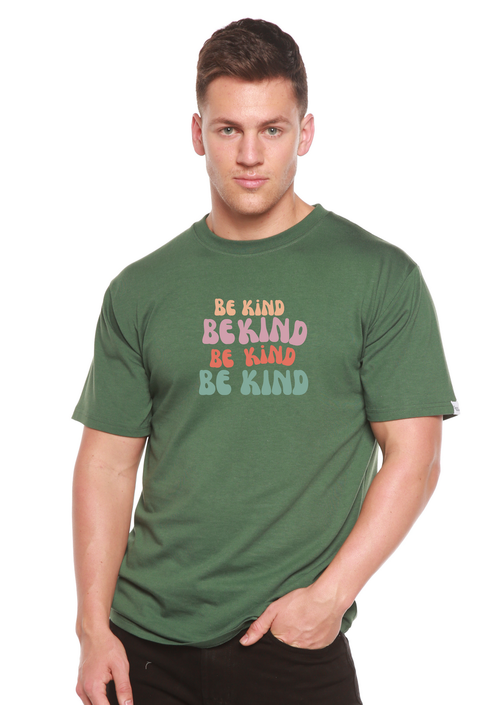 Camiseta gráfica de manga corta de bambú/algodón orgánico "Be Kind" para hombre