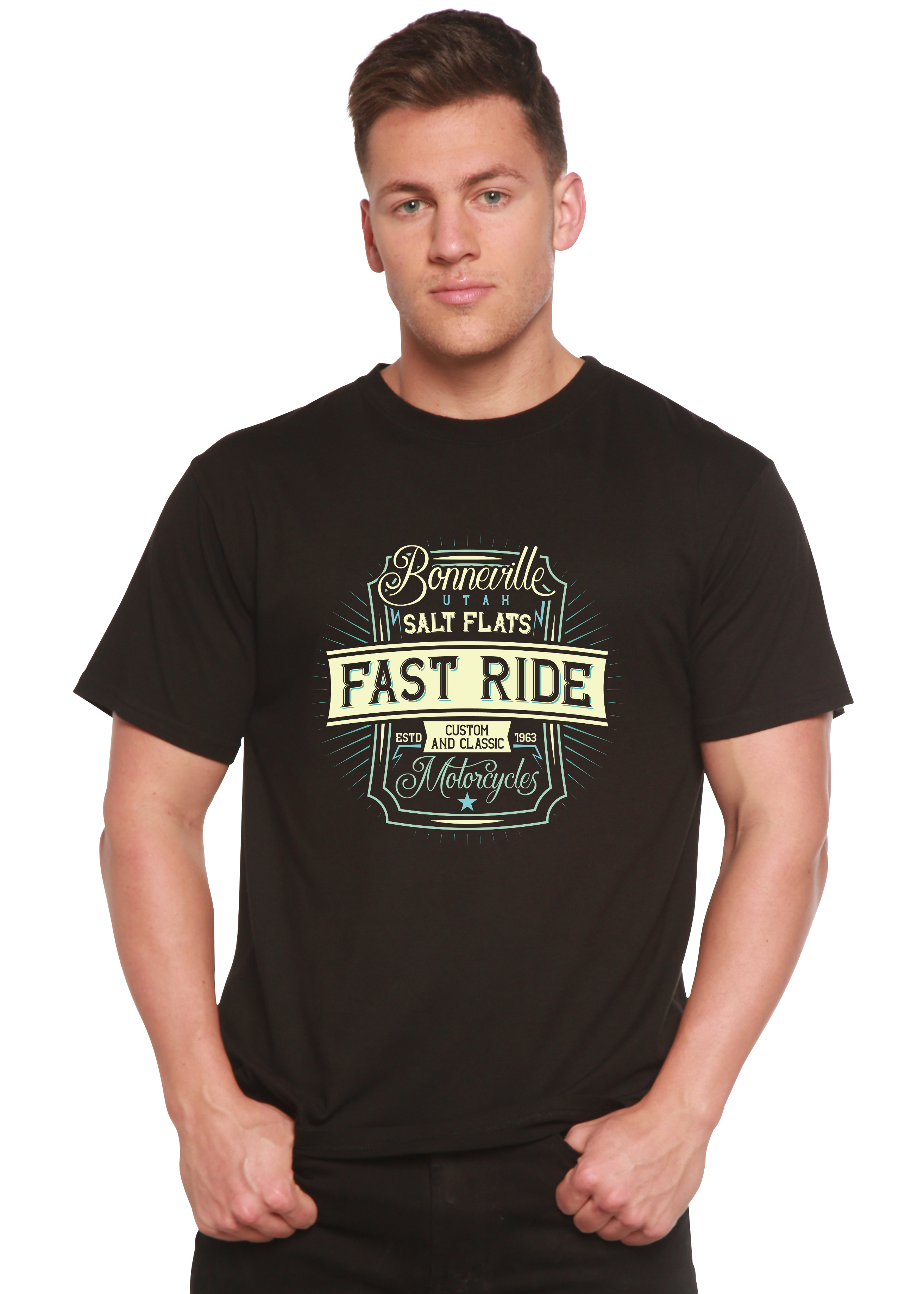Camiseta Gráfica de Manga Corta para Hombre de Viscosa de Bambú/Algodón Orgánico Fast Ride