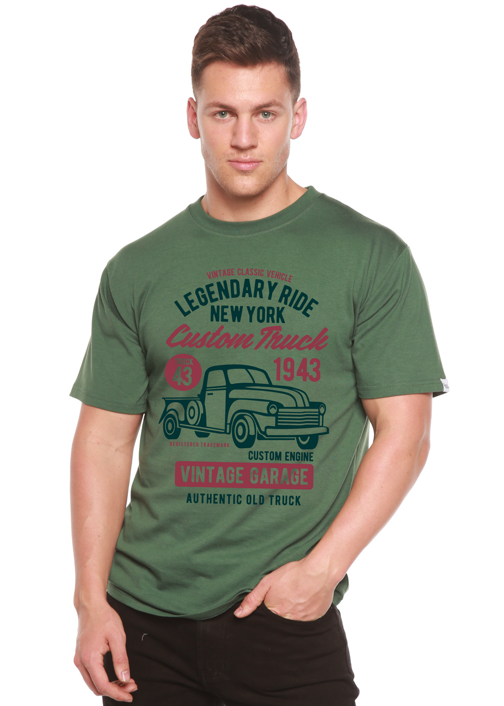 Camiseta gráfica de manga corta Legendary Ride de viscosa de bambú y algodón orgánico para hombre
