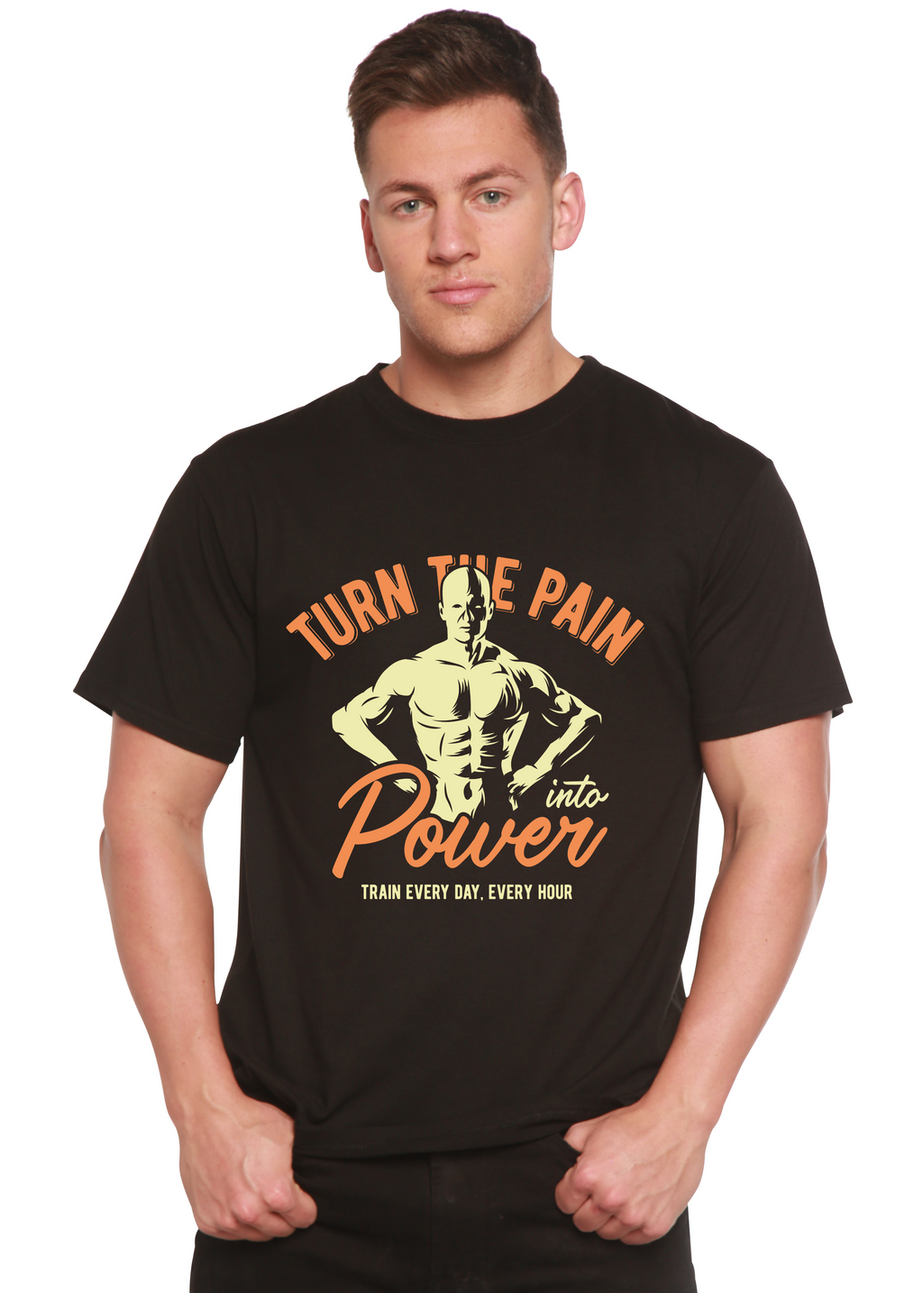 Camiseta gráfica de manga corta de bambú/algodón orgánico para hombre "Turn The Pain"