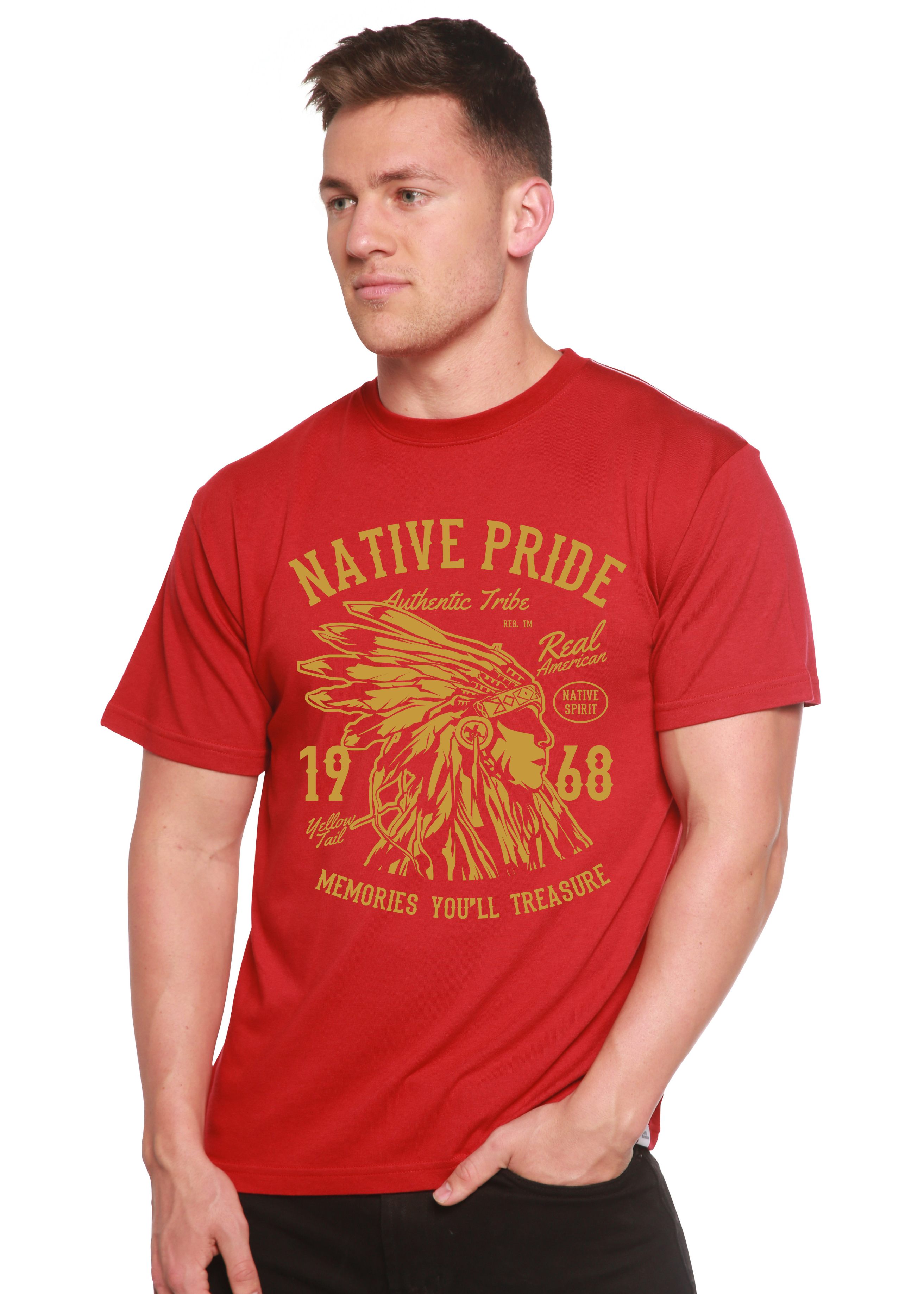 Native Pride Spun Bamboo® Camiseta Gráfica de Manga Corta de Viscosa de Bambú/Algodón Orgánico para Hombre