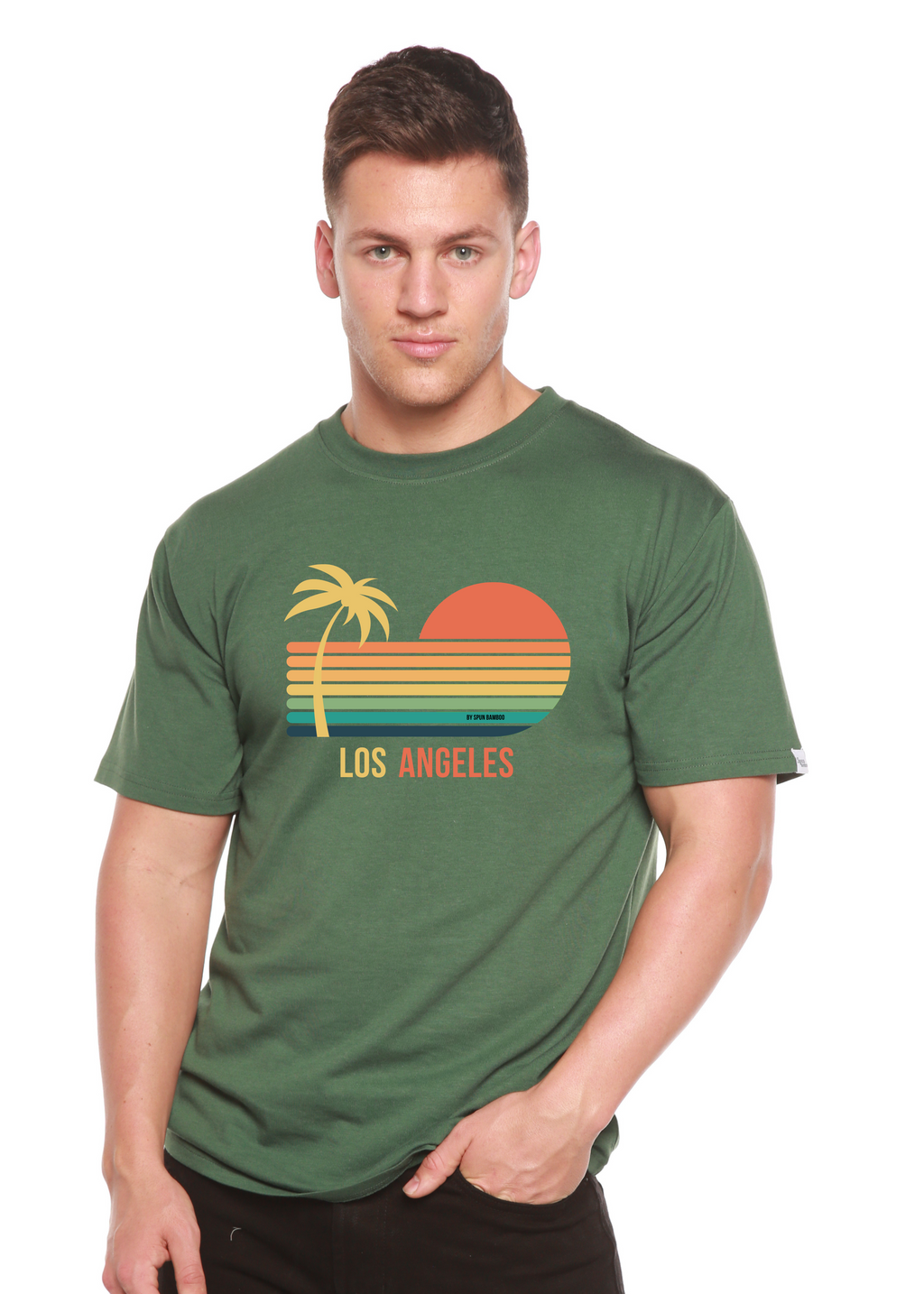 Camiseta gráfica unisex de manga corta Los Angeles de viscosa de bambú/algodón orgánico
