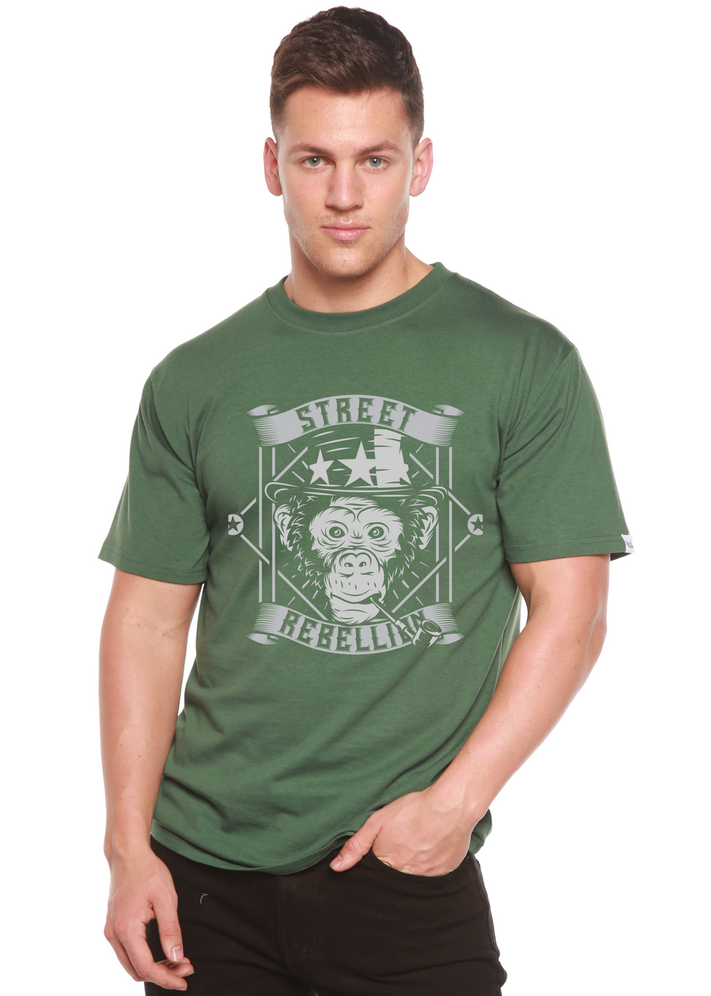 Camiseta gráfica de manga corta de bambú/algodón orgánico para hombre Street