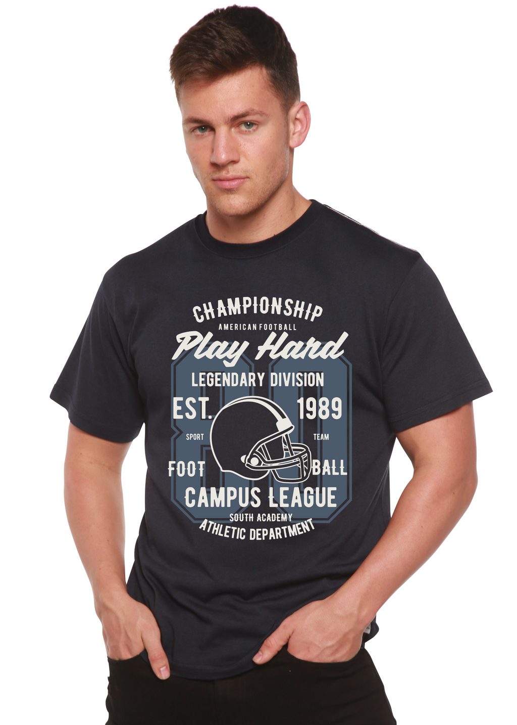 Play Hard Spun Bamboo® Camiseta Gráfica de Manga Corta para Hombre de Viscosa de Bambú/Algodón Orgánico