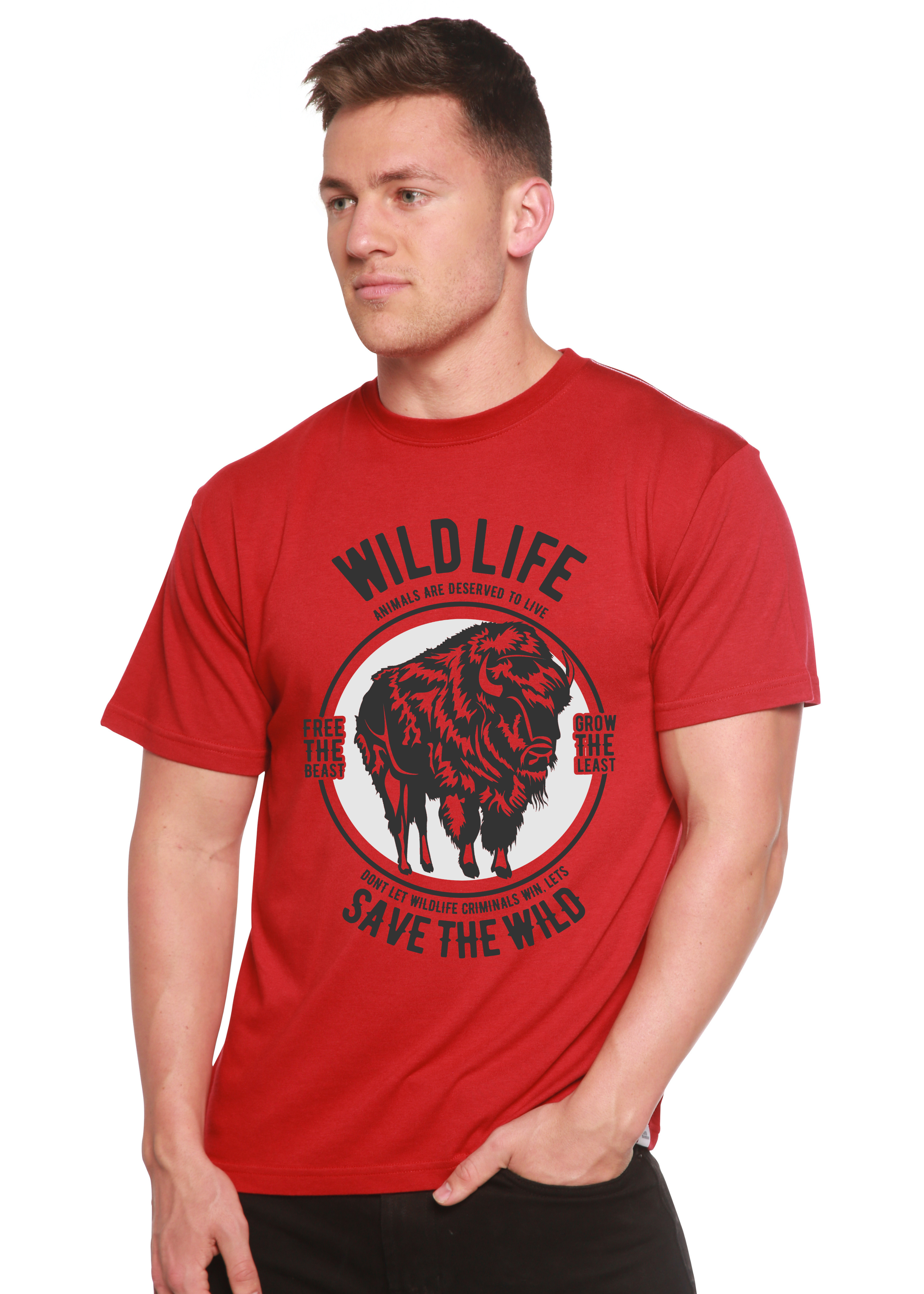 Camiseta gráfica de manga corta de viscosa de bambú/algodón orgánico Wild Life Spun Bamboo® para hombre