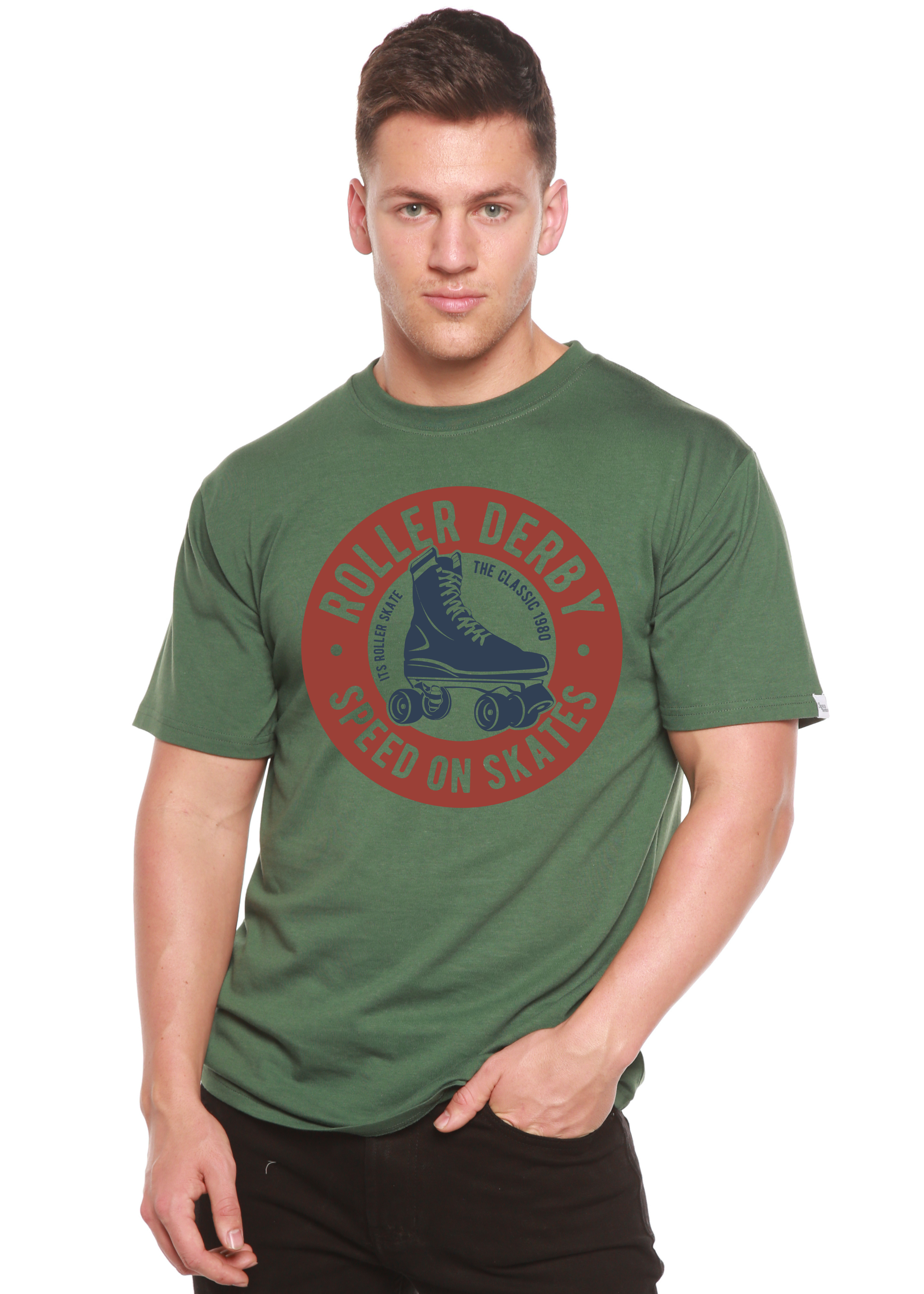 Camiseta gráfica de manga corta para hombre Roller Derby Spun Bamboo® de viscosa de bambú y algodón orgánico
