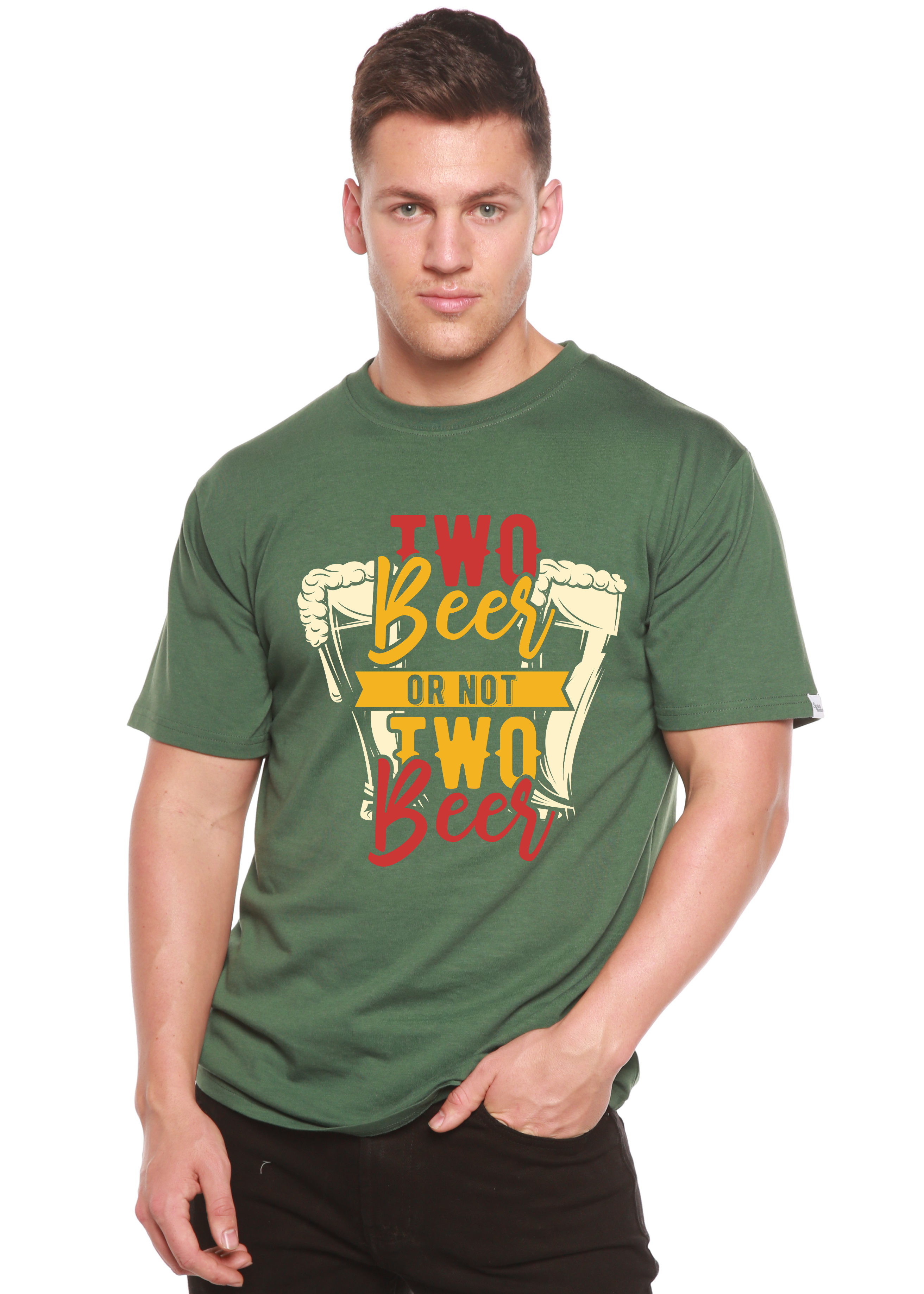 Camiseta gráfica de manga corta de viscosa de bambú/algodón orgánico Two Beer Men