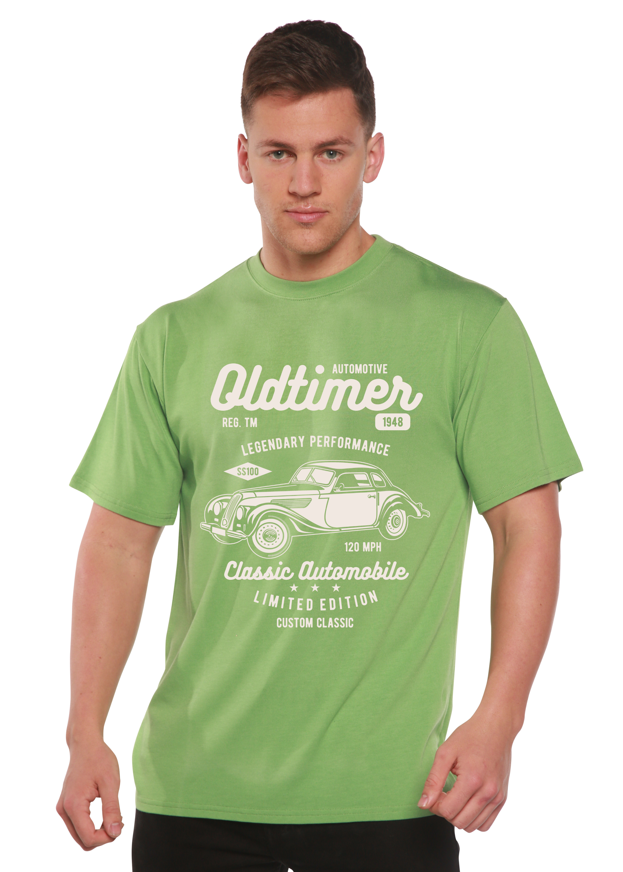 Camiseta gráfica de manga corta de viscosa de bambú/algodón orgánico Spun Bamboo® para hombre Oldtimer