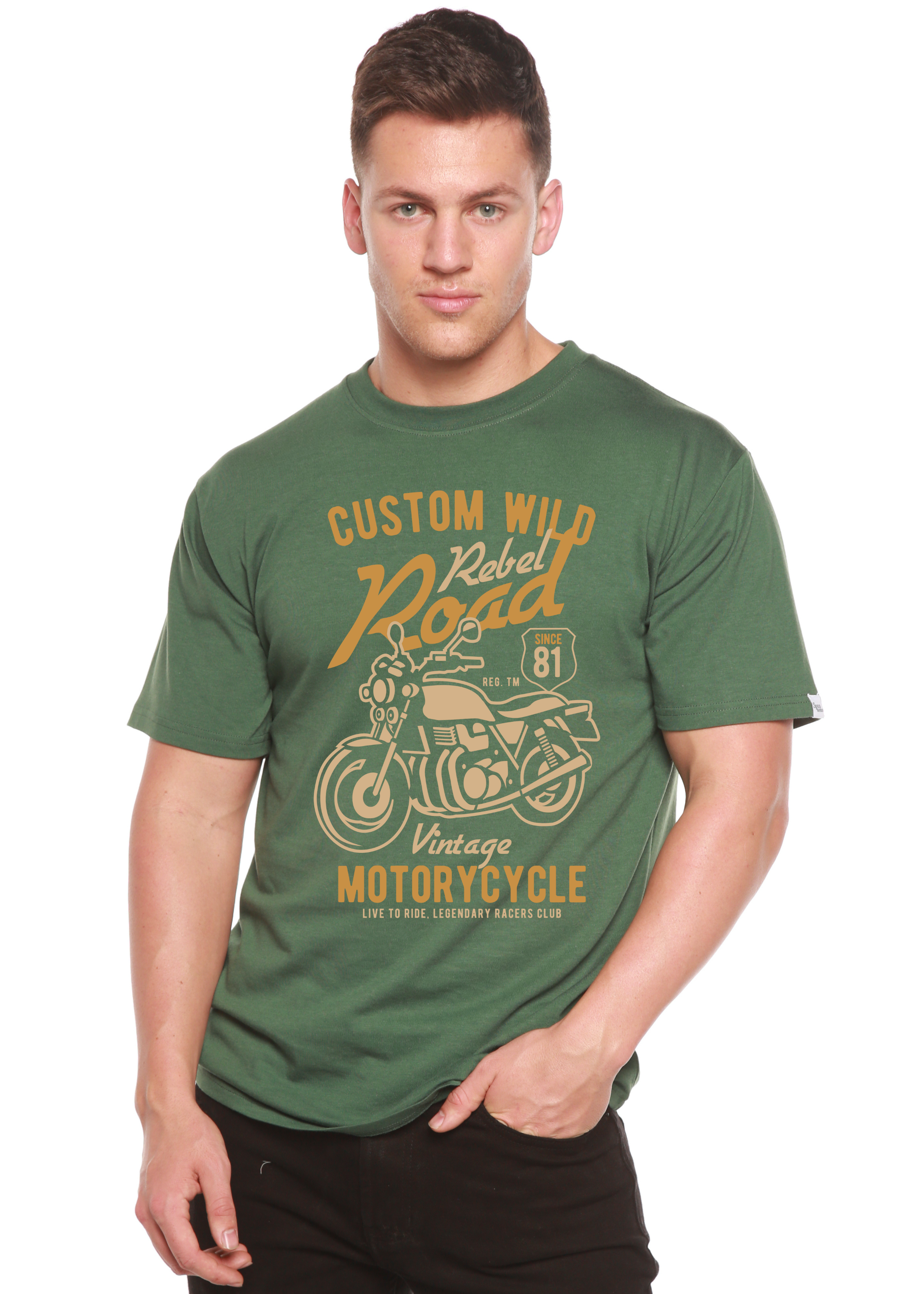 Camiseta gráfica de manga corta de bambú/algodón orgánico Custom Wild para hombre