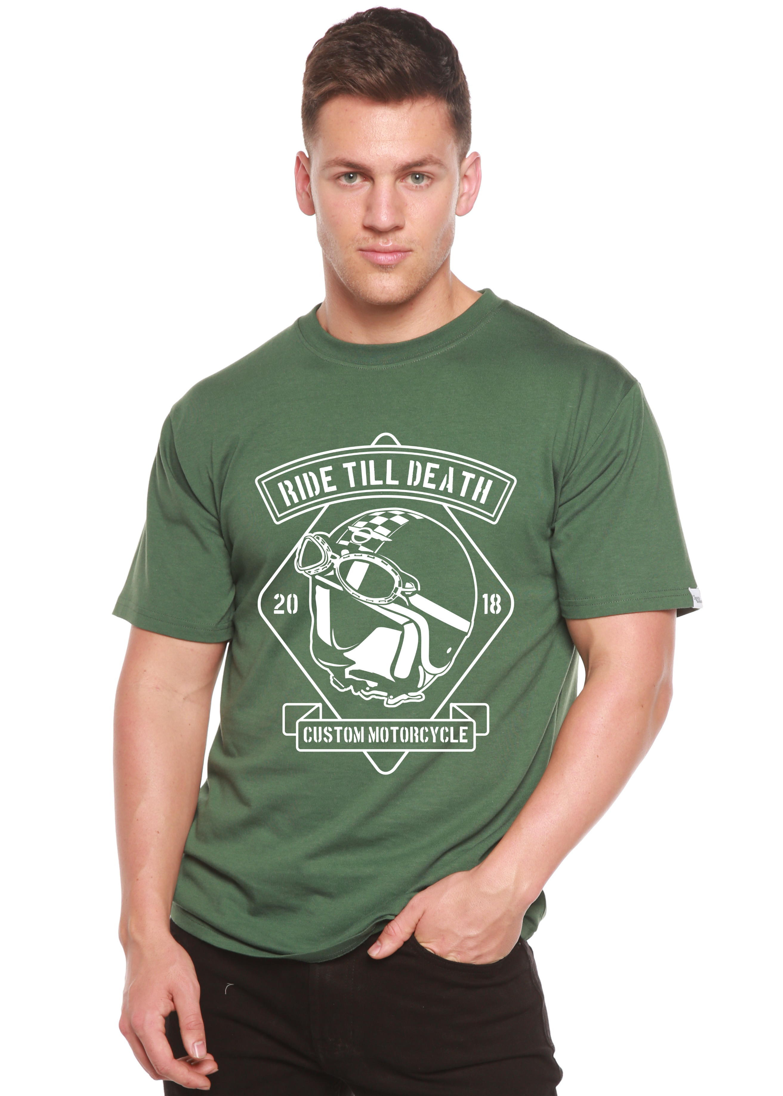 Camiseta gráfica de manga corta de viscosa de bambú y algodón orgánico para hombre Ride Till Death Spun Bamboo®