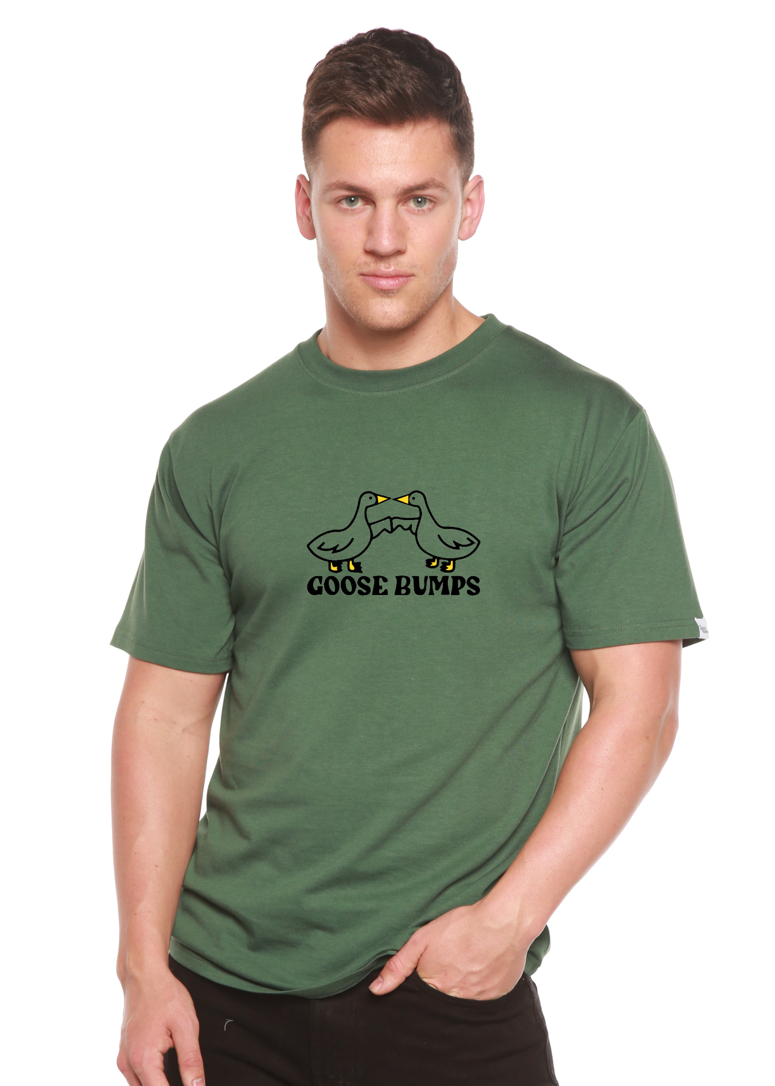 Goose Bumps Camiseta gráfica de manga corta de viscosa de bambú y algodón orgánico para hombre