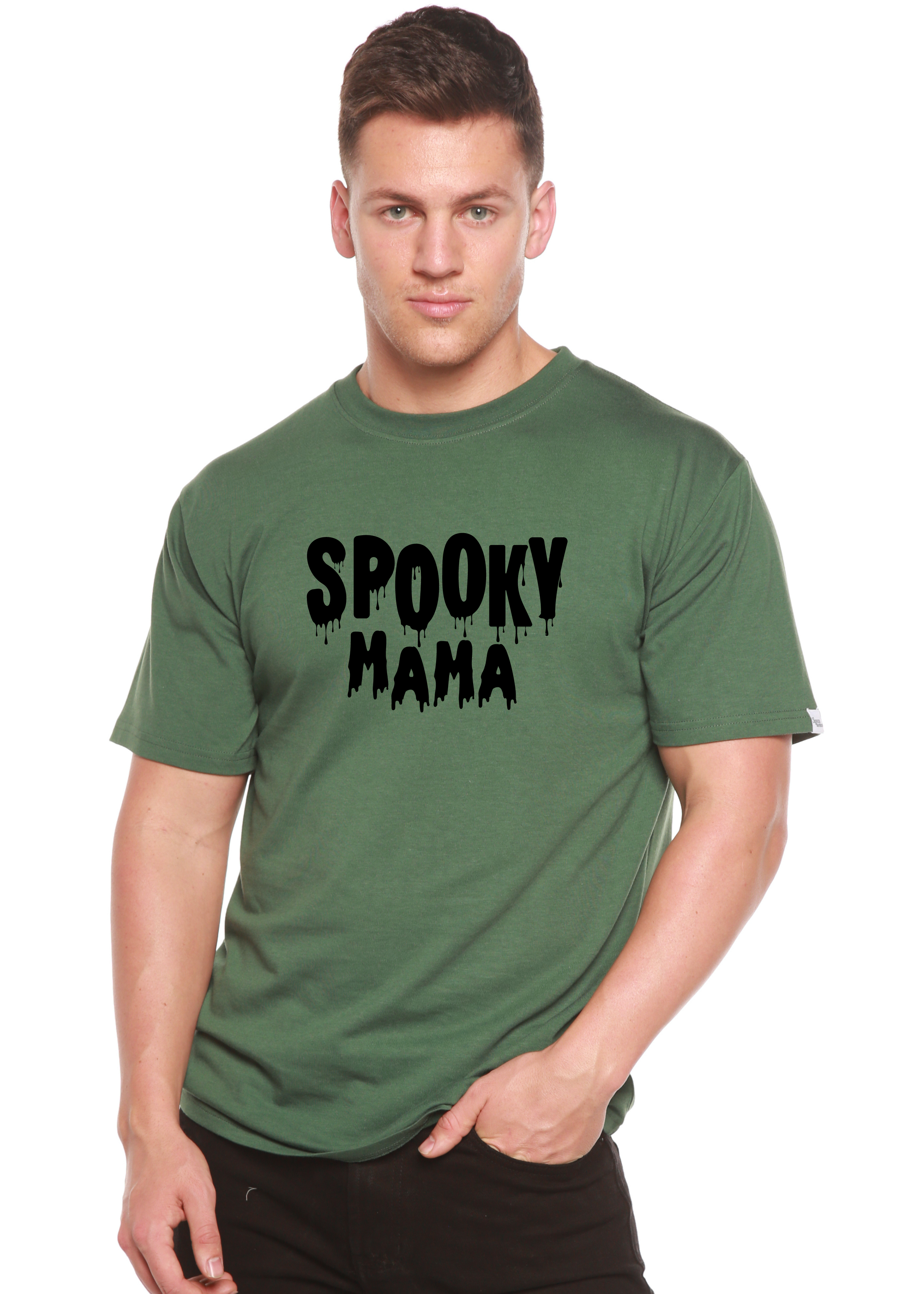 Camiseta gráfica de manga corta de bambú/algodón orgánico para hombre "Spooky Mama Halloween"