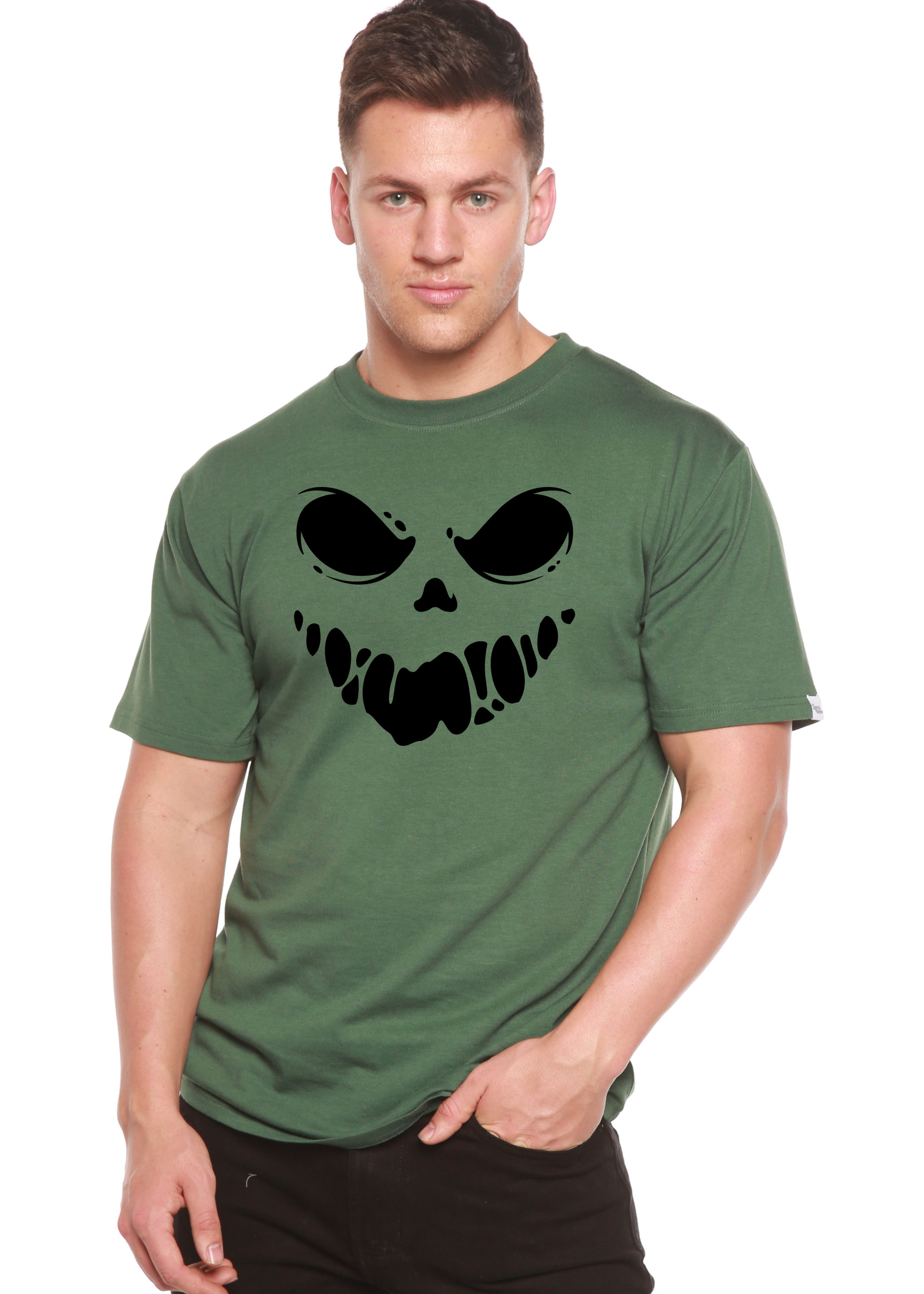Camiseta gráfica de manga corta de bambú-viscosa/algodón orgánico para hombre "Halloween Boo"
