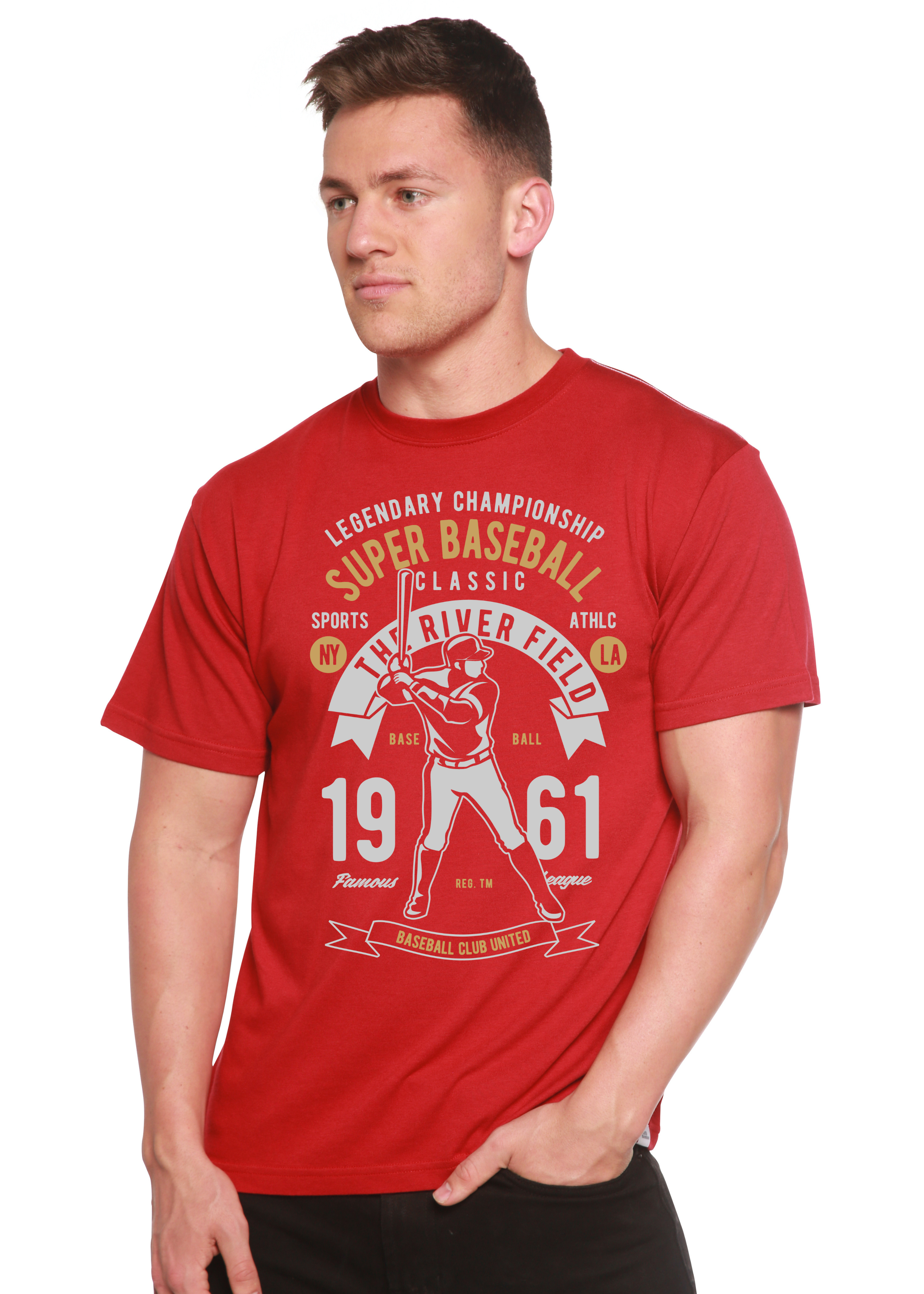 Camiseta gráfica de manga corta de viscosa de bambú/algodón orgánico para hombre Spun Bamboo® Super Baseball