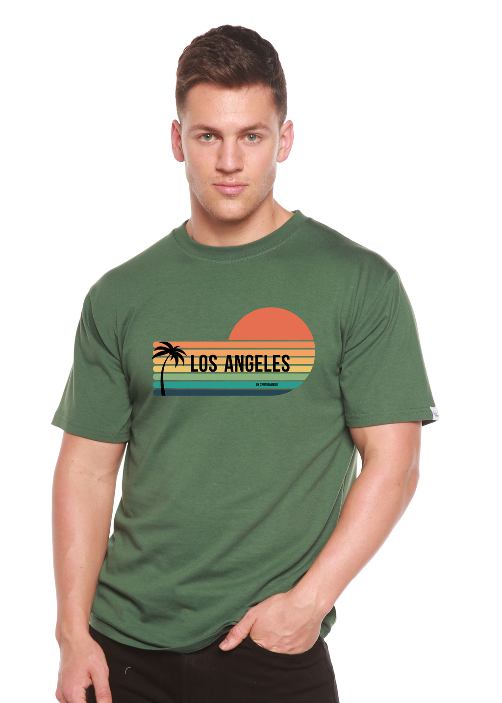 Camiseta gráfica de manga corta unisex de bambú viscosa/algodón orgánico Los Angeles Spun Bamboo